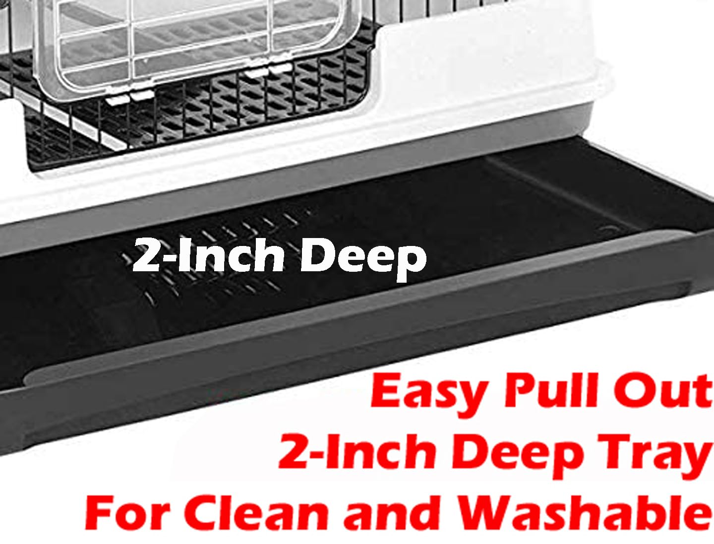 Deluxe 2-Level in/Outdoor Rabbit Hutch Cage for Ferret Squirrel Chinchilla Paw Safe Solid Platform Ramp Mesh Floor Pull Out Leakproof Easy Clean 2-Inch Deep Tray Large Access Doors Lockable Casters