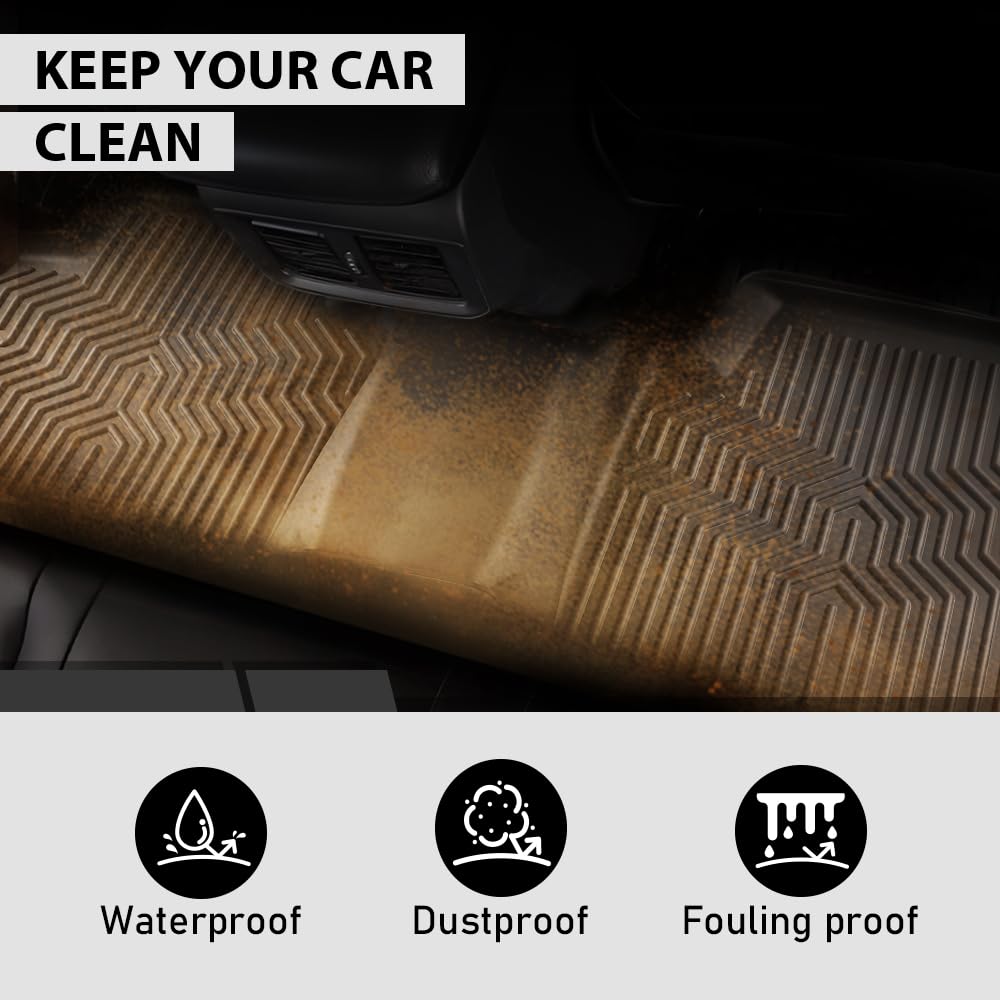 G-PLUS Floor Mats Fit for Toyota 4Runner 2013-2024/Fit Lexus GX460 2014-2023/Not Fit Vehicles with Vinyl Flooring, TPE Black,1st & 2nd Row 3pcs Mats