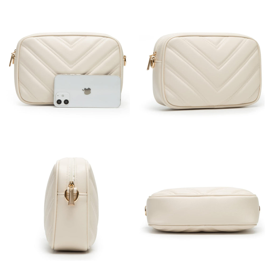 Herald Chevron Quilted Small Crossbody Bag with Coin Purse Pouch, Women Square Camera Side Shoulder 2 Size Handbags | Chevron