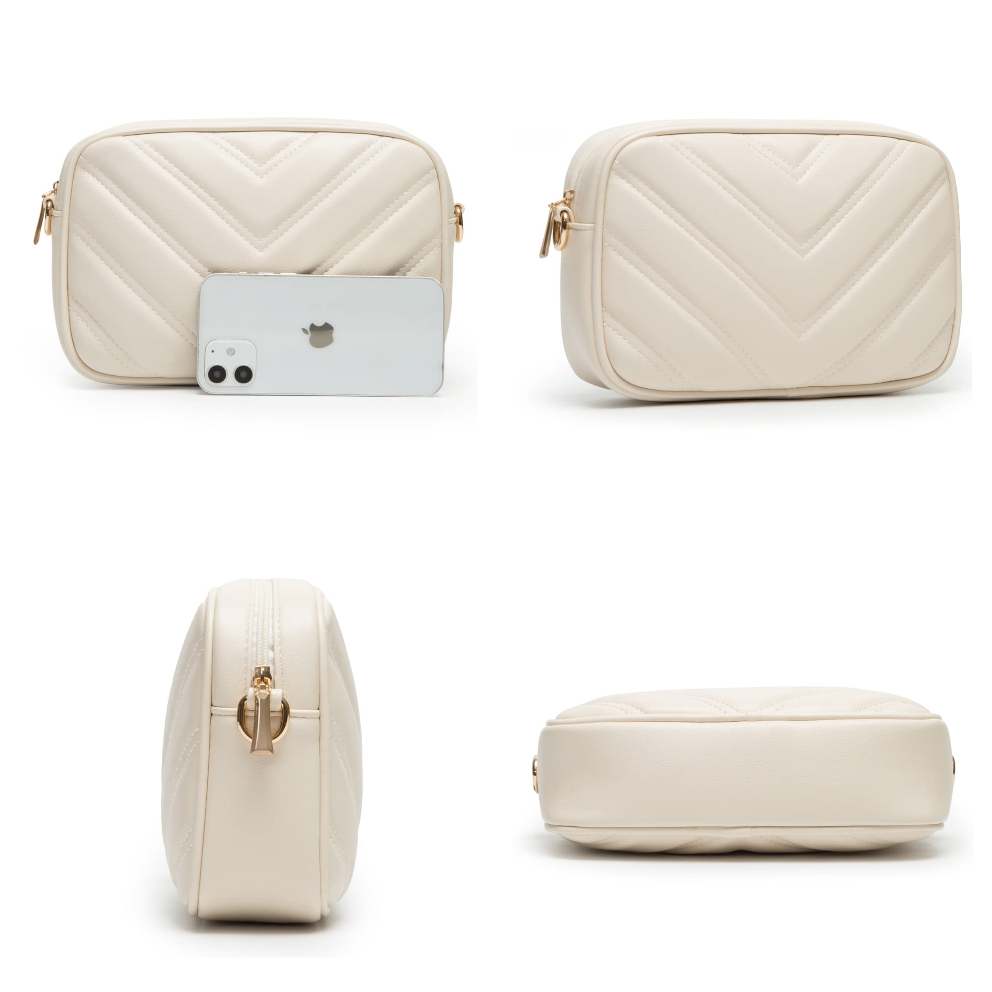 Herald Chevron Quilted Small Crossbody Bag with Coin Purse Pouch, Women Square Camera Side Shoulder 2 Size Handbags | Chevron