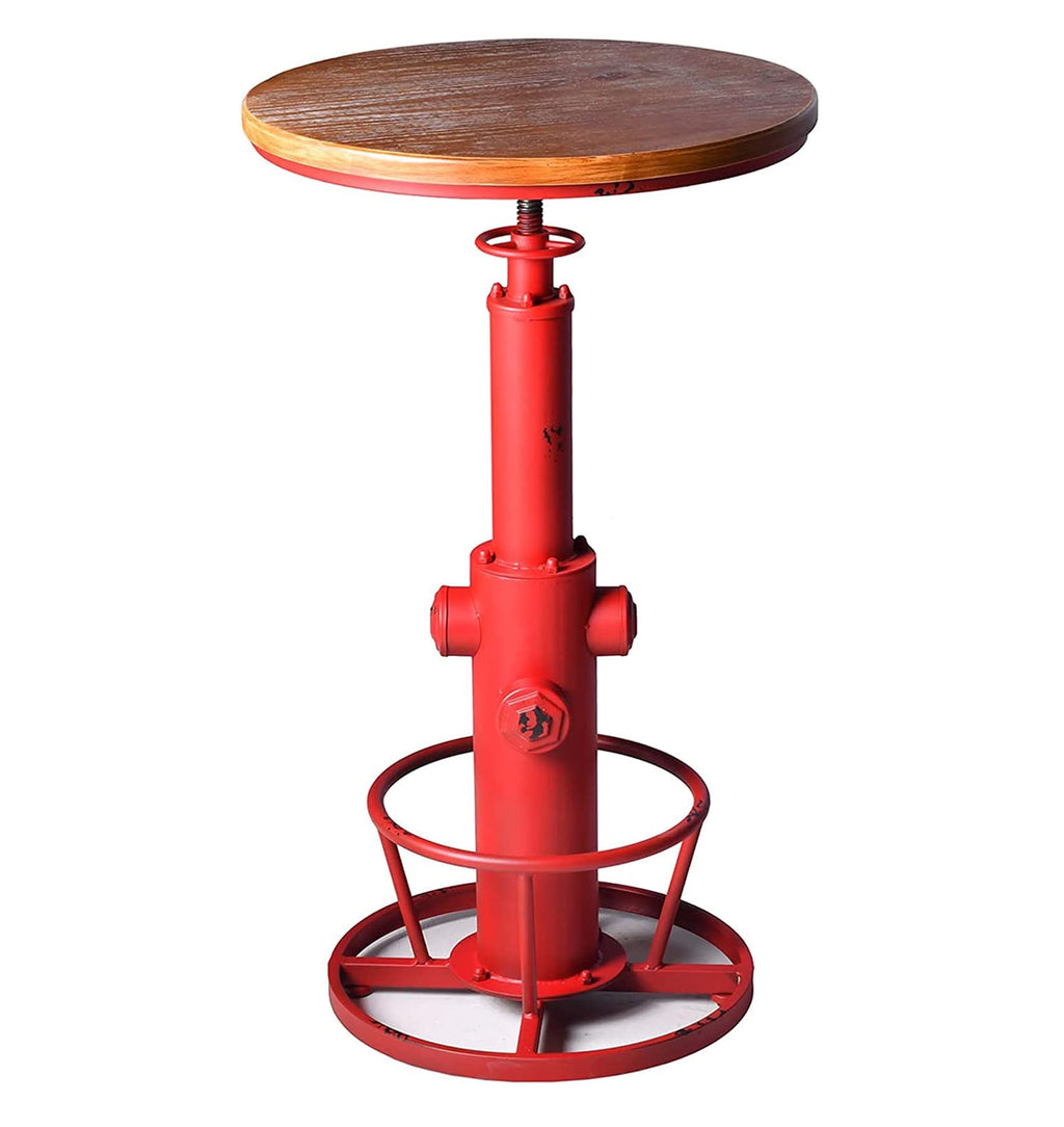 LOKKHAN Industrial Bar Table 38.6"-48.4" Height Adjustable Swivel Round Wood Tabletop 23.7" Dia, Kitchen Dining Office Coffee Bistro Pub Table (Aged Blue)