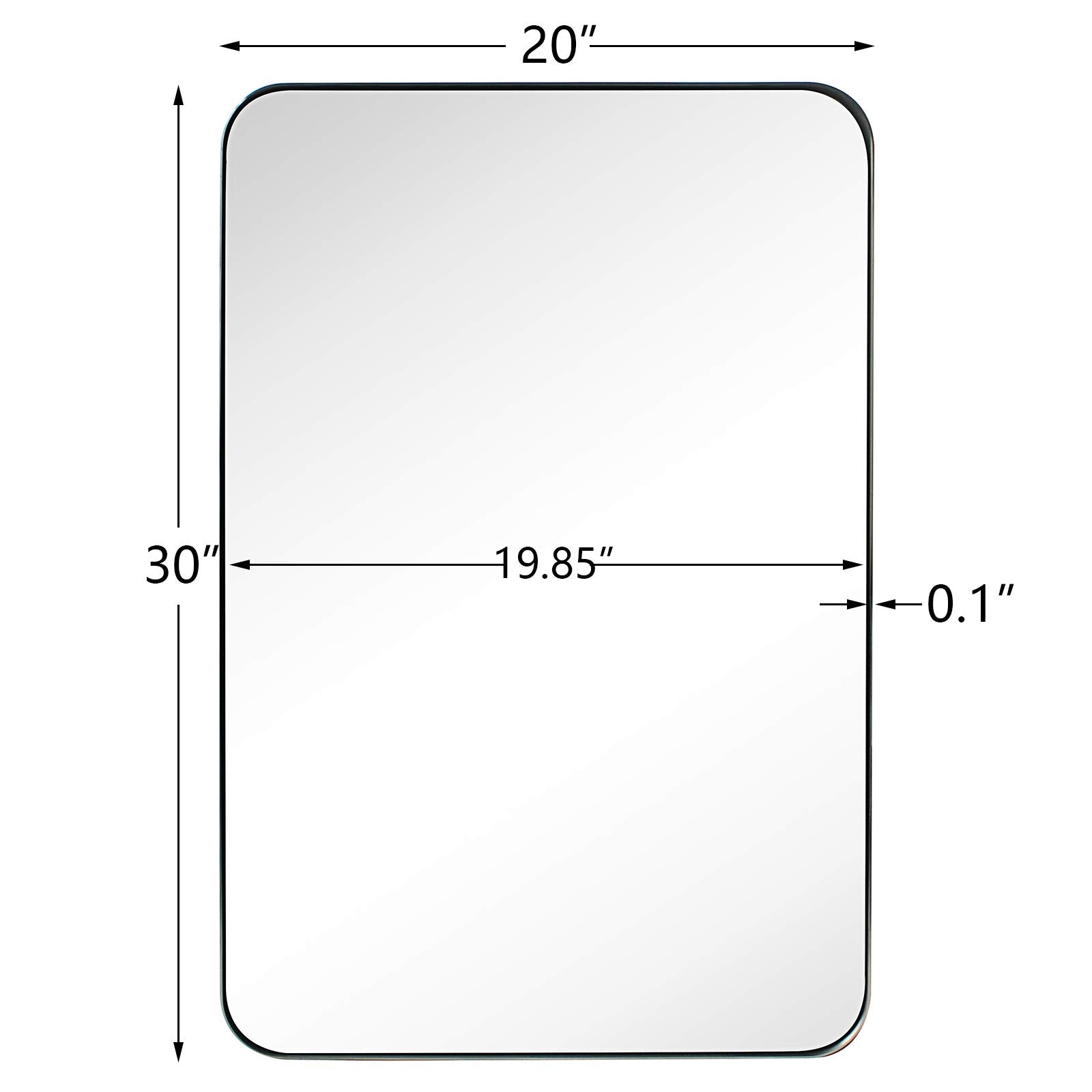 GRACTO 20x30 inch Brushed Nickel Stainless Steel Metal Framed Bathroom Mirror for Wall Mounted Rounded Rectangular Bathroom Vanity Mirror