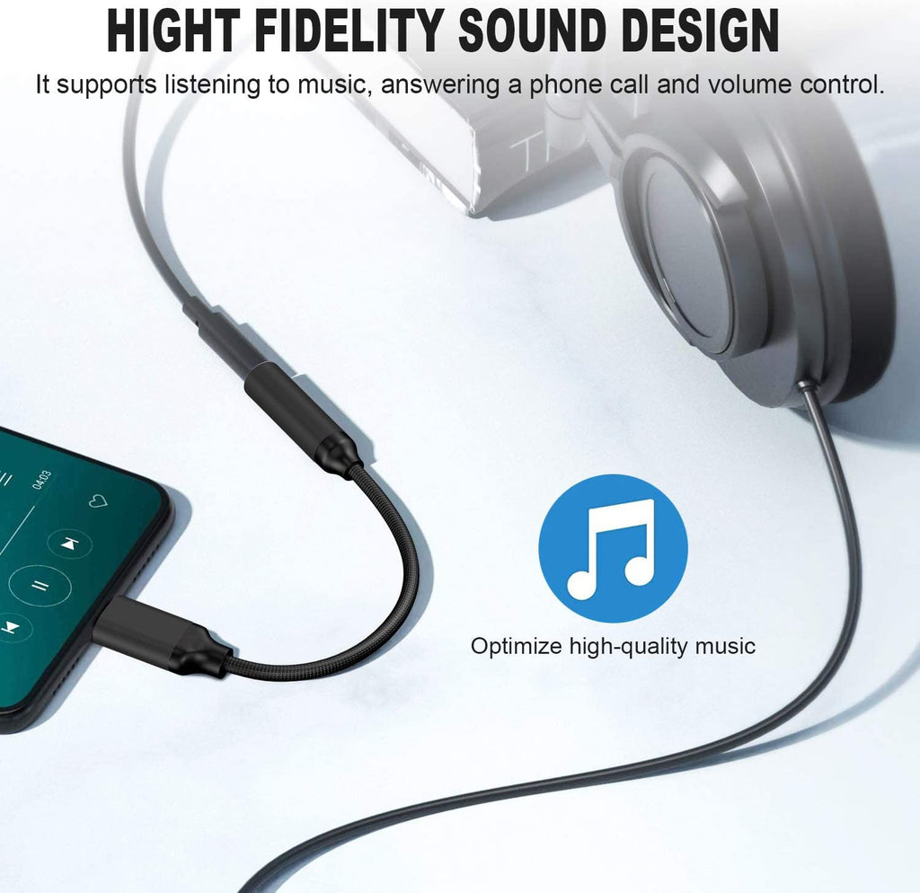 Adaptador USB tipo C a conector de auriculares hembra de 3.5 mm (Negro), cable USB C a auxiliar de audio compatible con Pixel 4 3 2 XL, Samsung Galaxy S21 S20 Ultra S20+ Note 20 10 S10 S9 Plus para