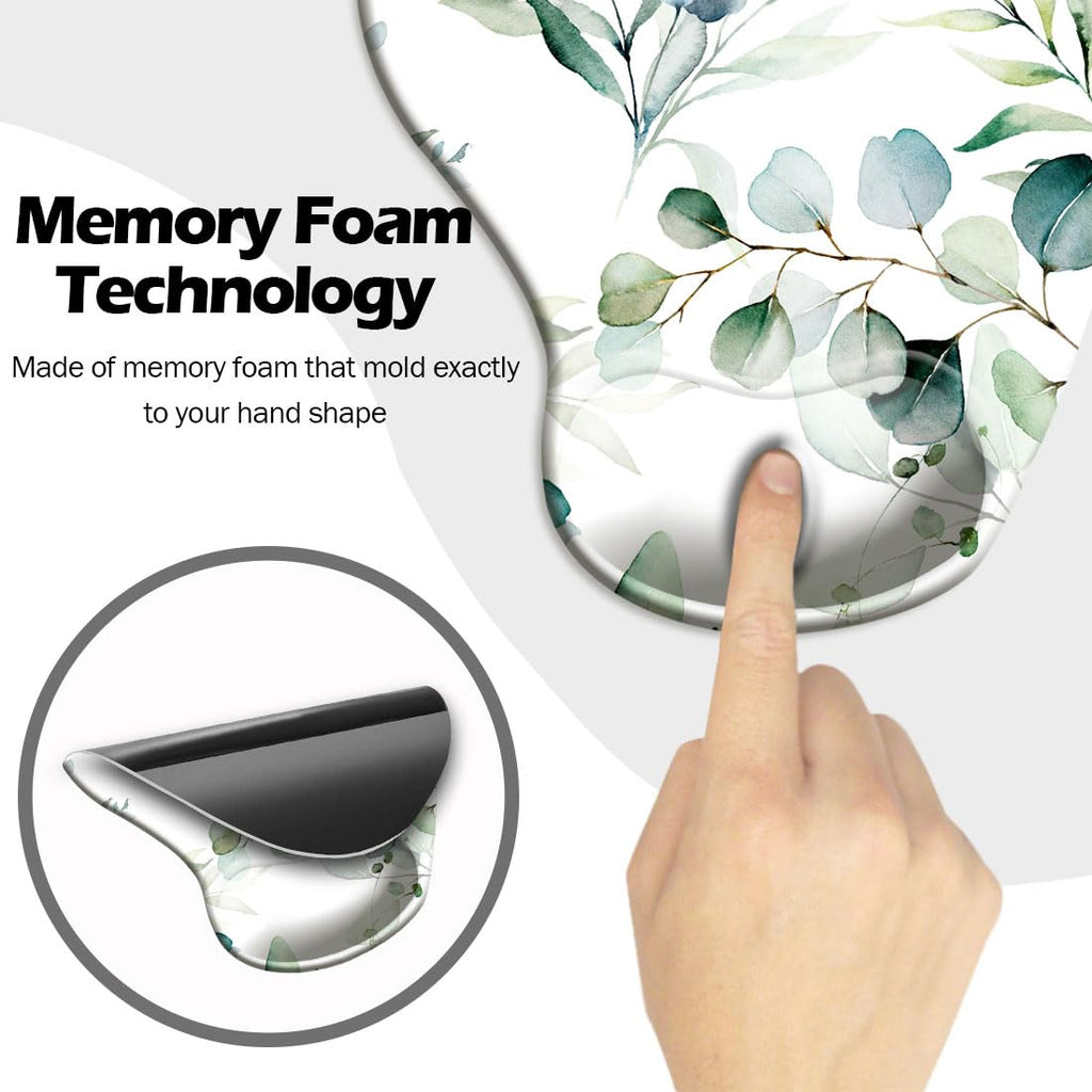 DOOKE Ergonomic Mouse Pad with Wrist Support and Coaster,Mouse Pads with Non-Slip PU Base for Home Office Working Studying Easy Typing & Pain Relief Aesthetic Art
