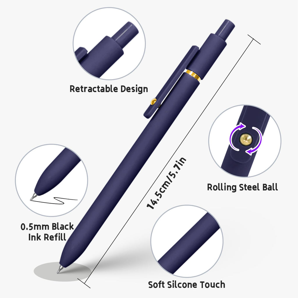UIXJODO 12 Pcs Gel Pens 0.5mm Quick Dry Black Ink Pens Fine Point Smooth Writing Pens, Cute Office and School Supplies Gifts for Women Teacher Students (12 Pcs Morandi and Vintage Gold)