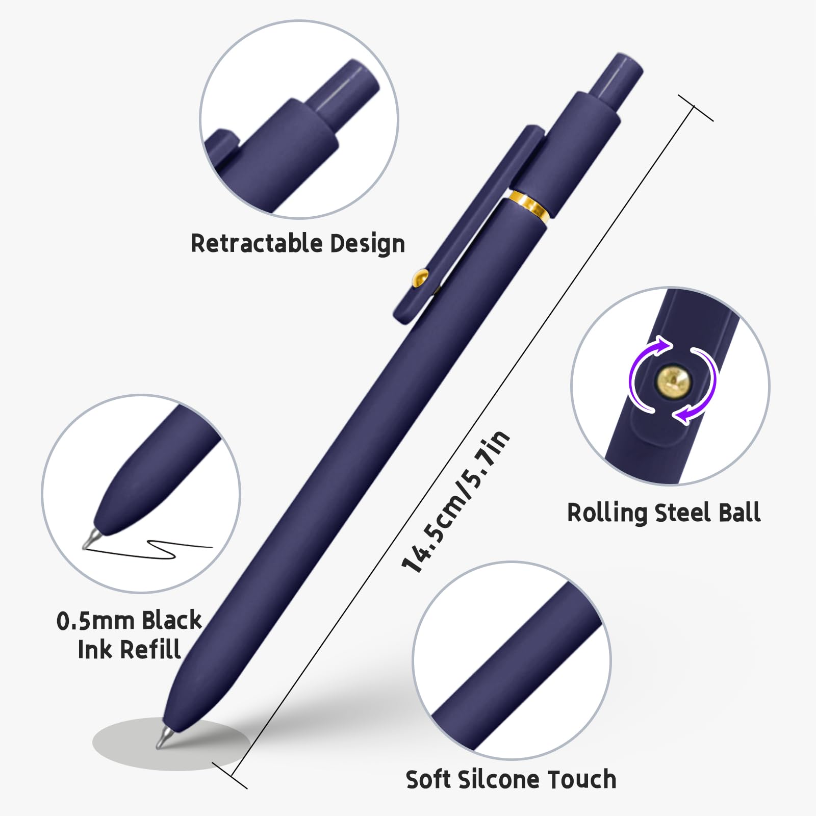 UIXJODO 12 Pcs Gel Pens 0.5mm Quick Dry Black Ink Pens Fine Point Smooth Writing Pens, Cute Office and School Supplies Gifts for Women Teacher Students (12 Pcs Morandi and Vintage Gold)