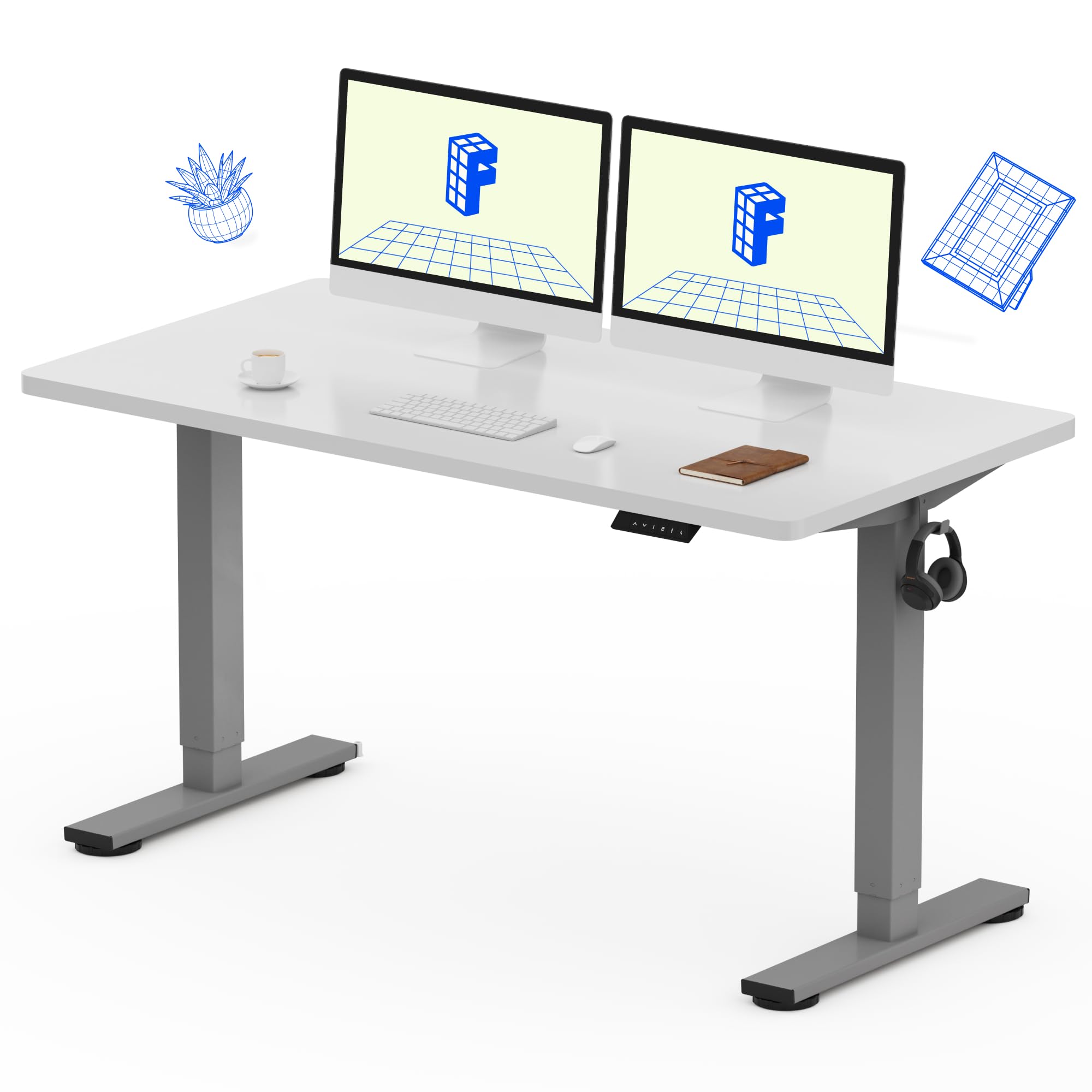 FLEXISPOT EN1 One-Piece Standing Desk, Electric Adjustable with 4 Memory Presets, 176 LBS Capacity, Stable & Quiet, Seamless Desktop for Home Office & Dual Monitors, 40"x24" Black