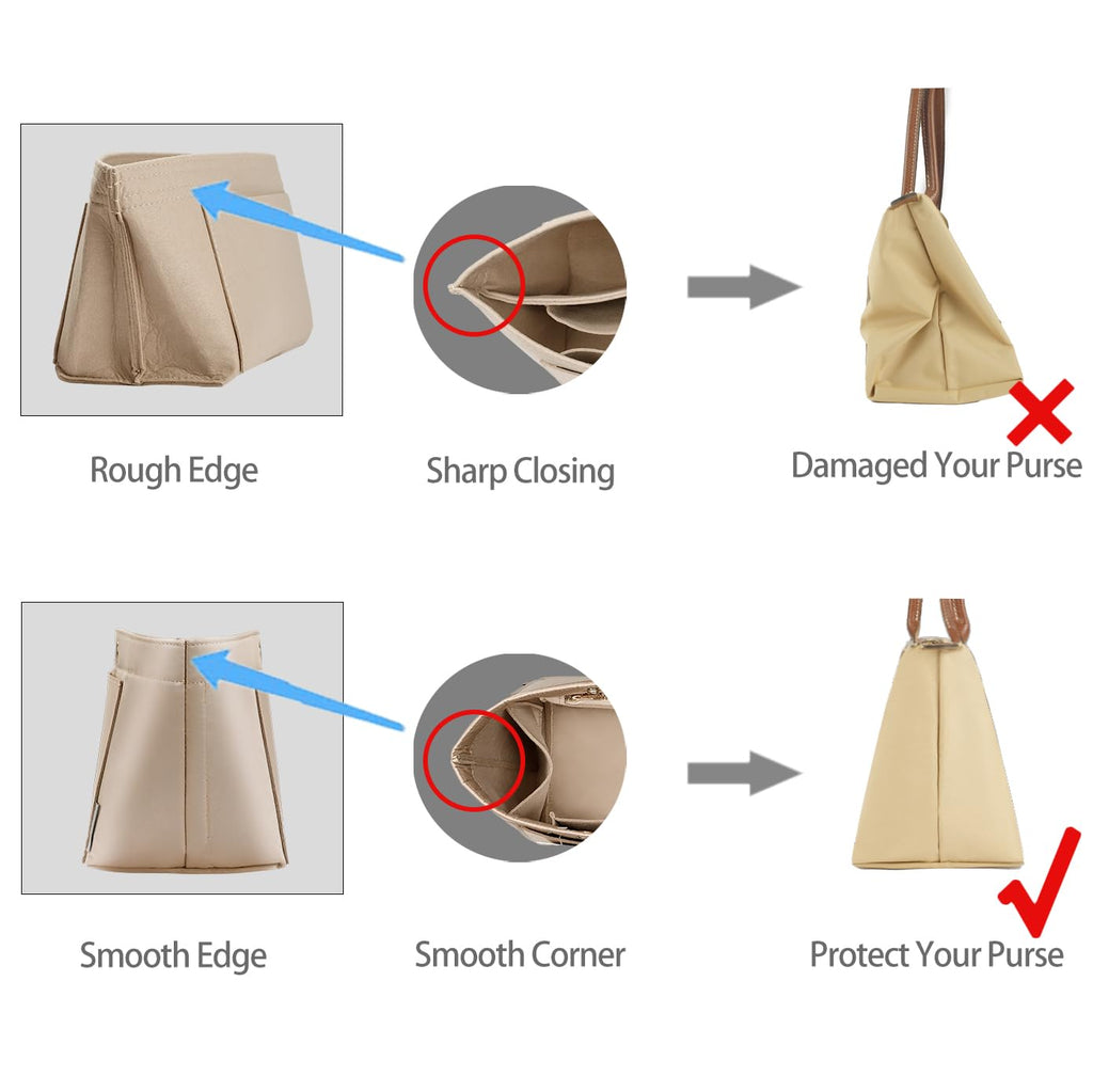 ZTUJO Purse Organizer Insert For Handbag & Tote Shaper,Tote Bag Organizer Insert For Speedy Neverful, 6 Sizes(Small, Silky Brown)