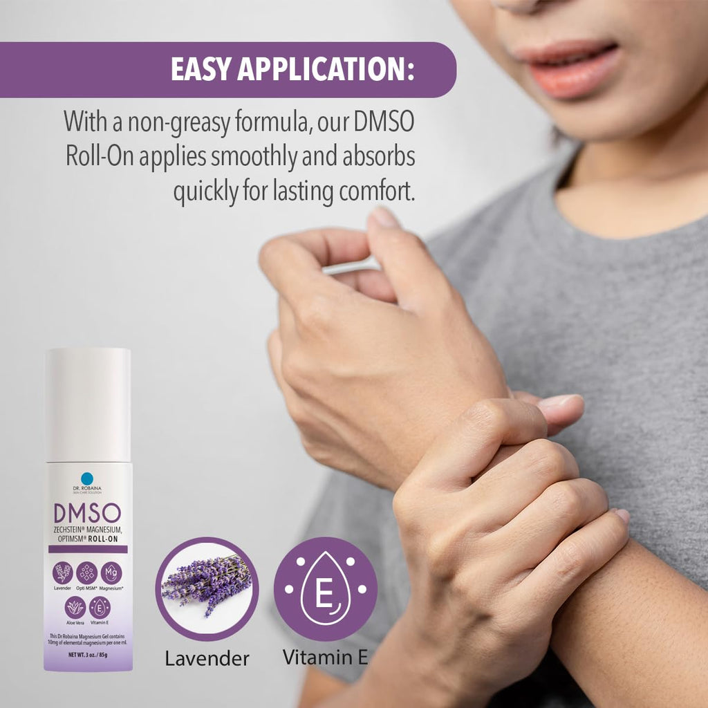 Dr. Robaina DMSO Lavender Roll-On | 99.9% Pure Pharmaceutical Grade with Arnica, Magnesium, Aloe Vera & Vitamin E | Made in The USA
