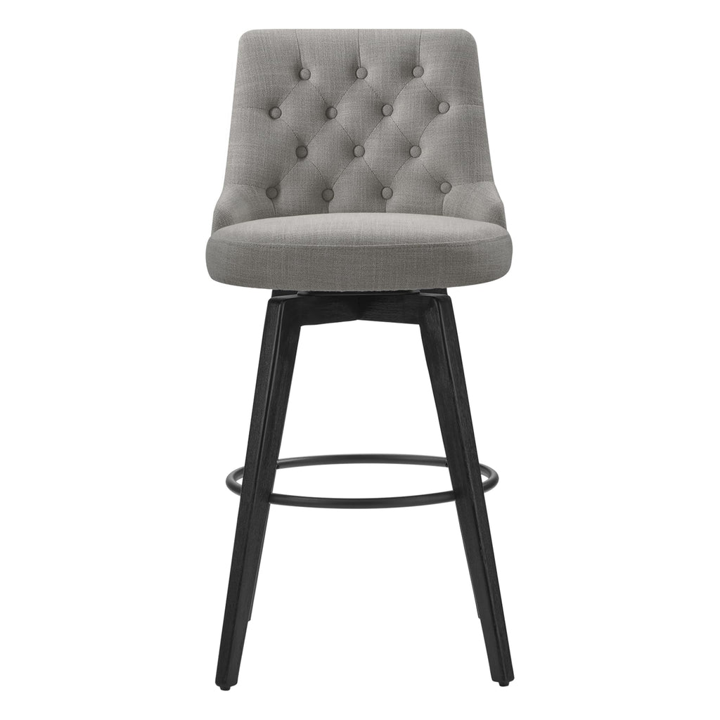 Watson & Whitely Counter Height Bar Stools, Performance Fabric Upholstered Modern Swivel Barstool with Back, Solid Wood Legs, 26" H Seat, Flint Grey