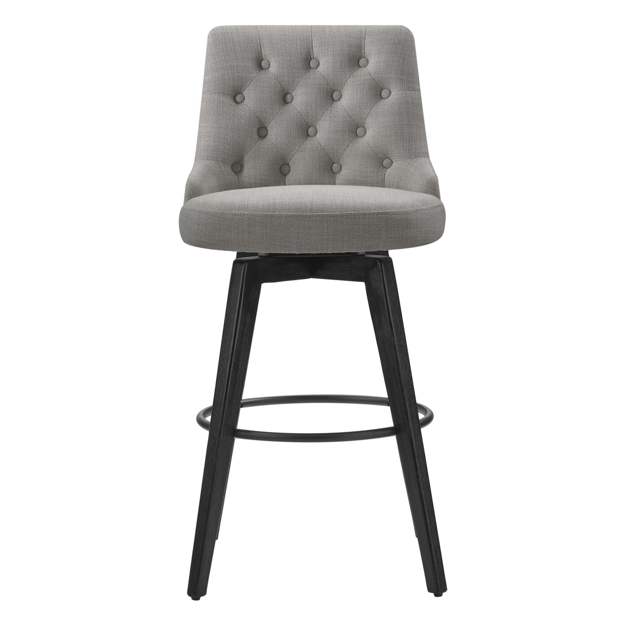 Watson & Whitely Counter Height Bar Stools, Performance Fabric Upholstered Modern Swivel Barstool with Back, Solid Wood Legs, 26" H Seat, Flint Grey