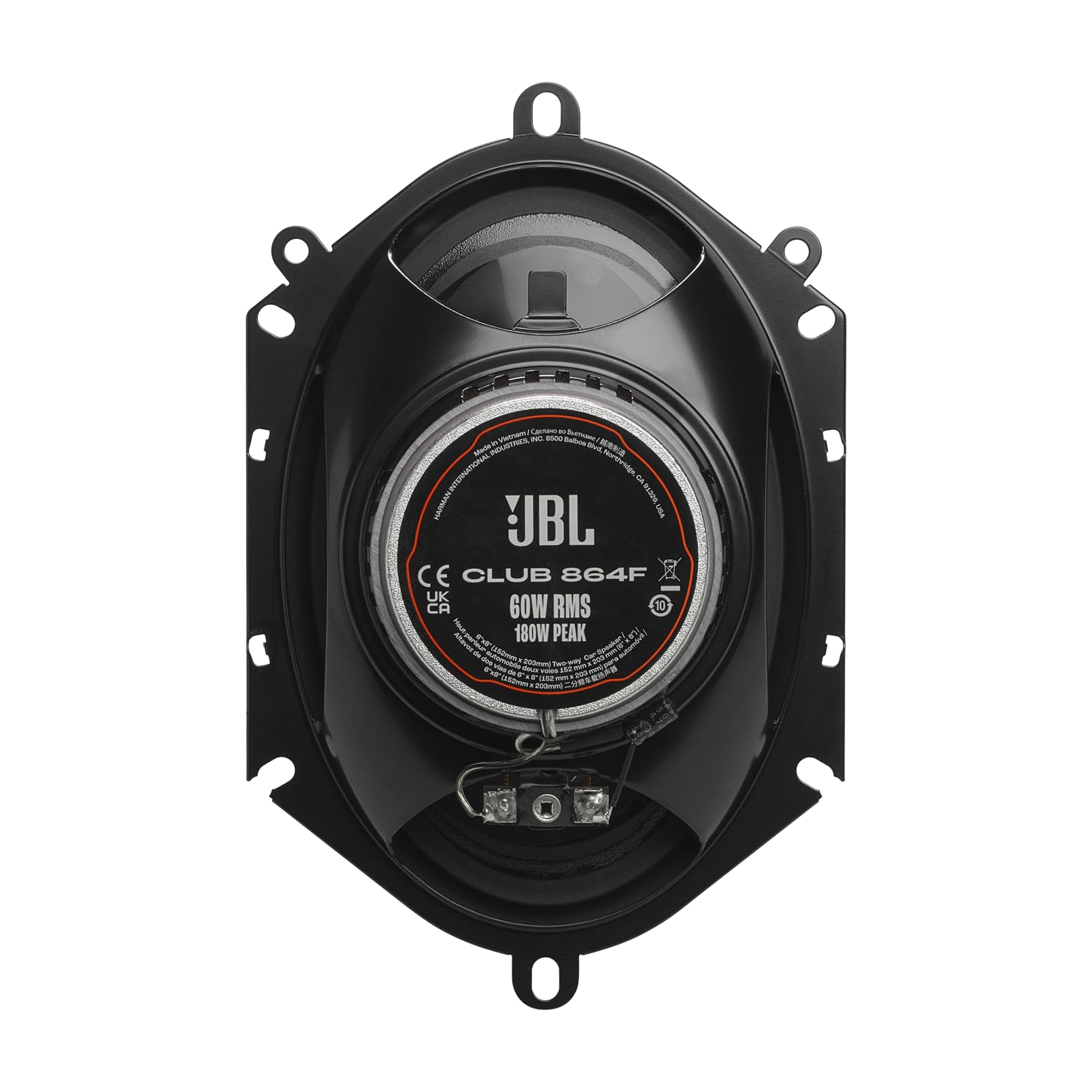 JBL Club 34F - 3-1/2" (87mm) Two-Way Car Speaker, 75 Watts Peak, 25 Watts RMS, Sensitivity (@ 2.83V): 89dB, Frequency Response: 90Hz – 20kHz, Nominal Impedance: 3.0 ohms