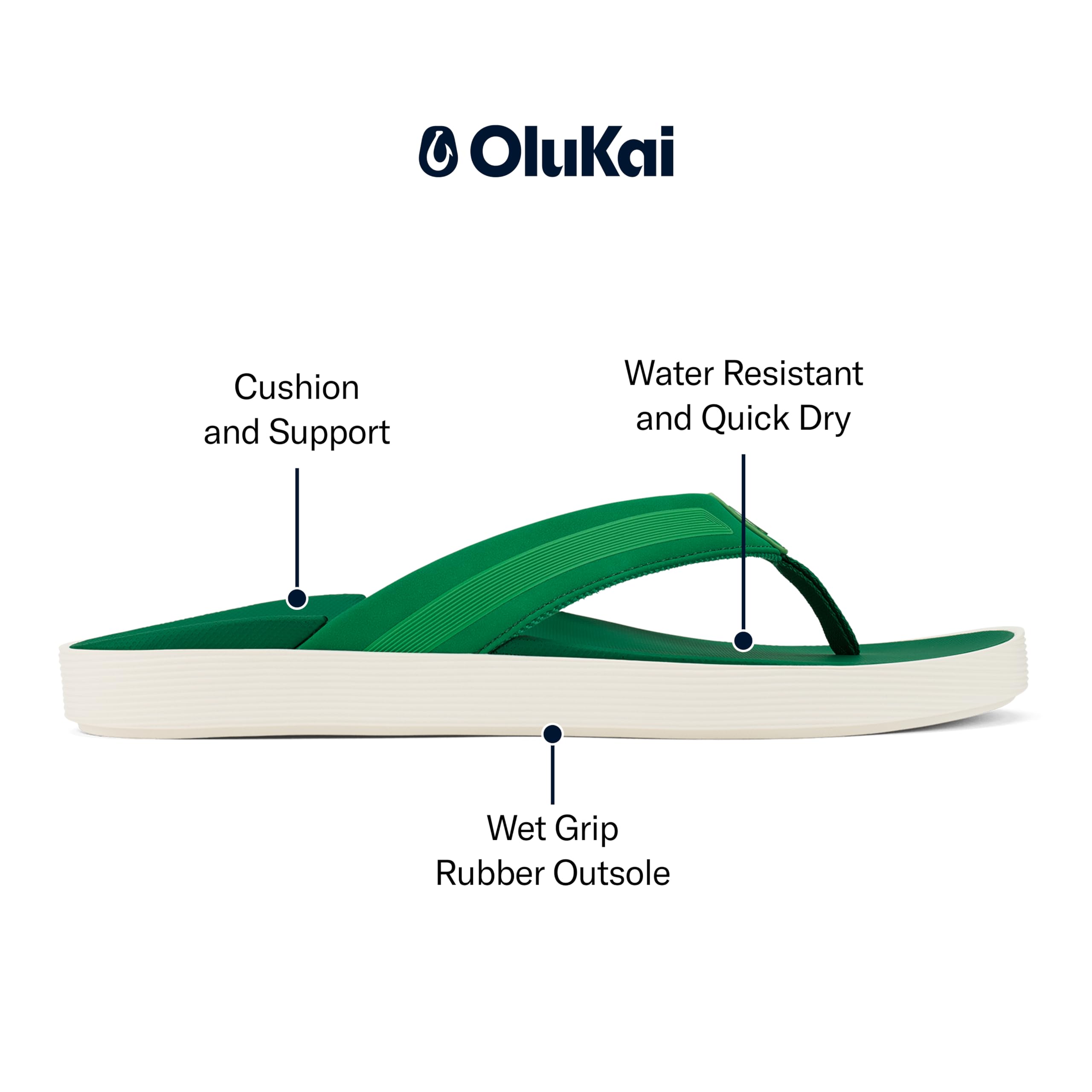 OluKai Leeward Men's Beach Sandals, Quick-Dry Flip Flop Slides, Water Friendly Versatility & Wet Grip Traction, Comfort Fit & Arch Support