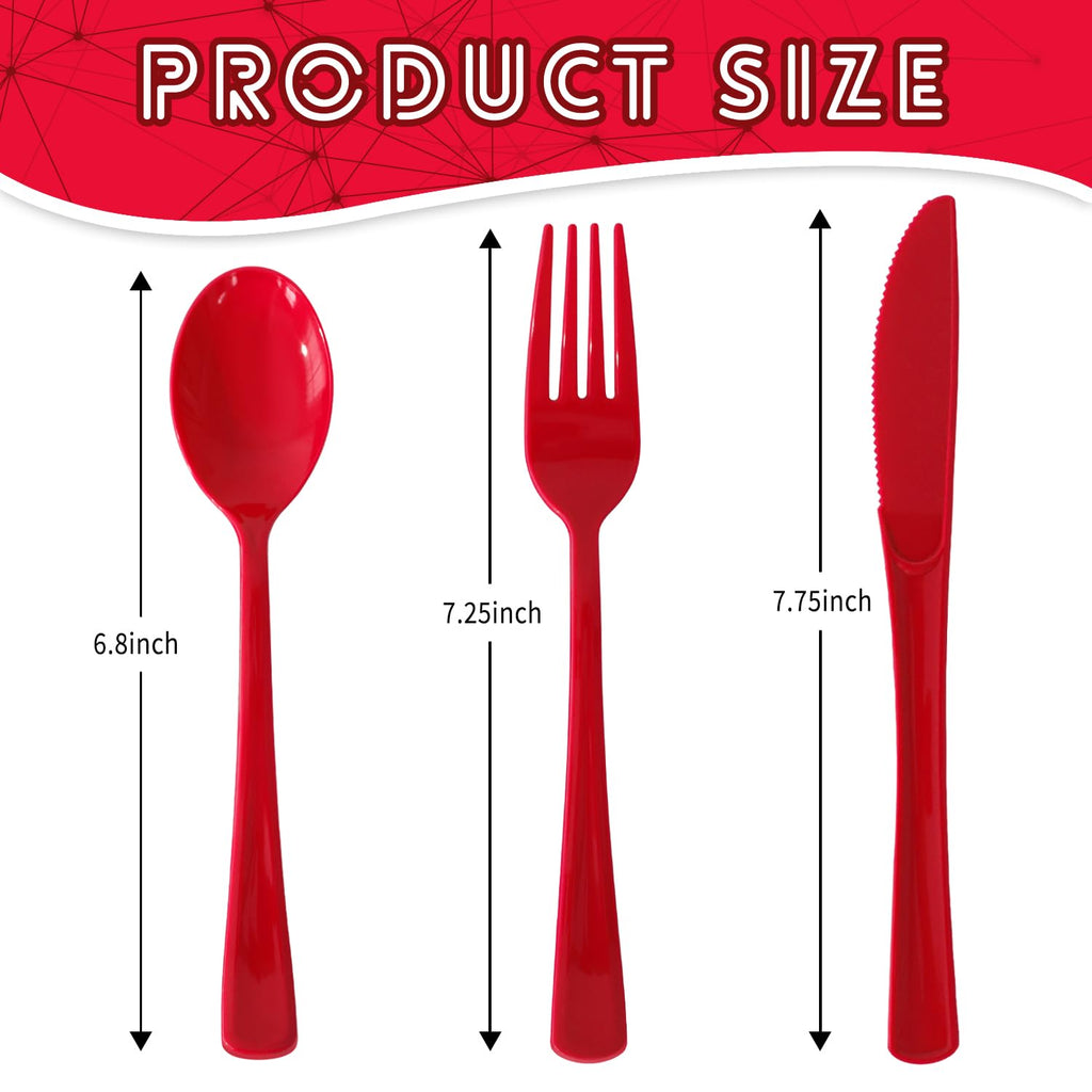 150 Pack Plastic Silverware,Disposable Cutlery Set Heavy Duty Utensil Sets 50 Forks 50 Knives 50 Spoons for Brithday, Wedding,Home School Party Picnics Restaurant Outdoor Events (Black)