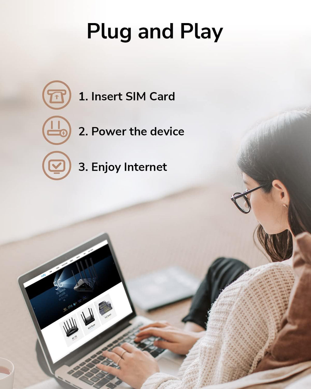Cudy 4G LTE Cat 4 AC1200 Wi-Fi 5 Router, Nano SIM, 4 Ports, VPN, LT500 | 150Mbps Max DL, Connect 50 Devices, 427ft Wireless Range, FDD/TDD/WCDMA, WPA3, MU-MIMO, Mesh Node, Beamforming, Plug and Play