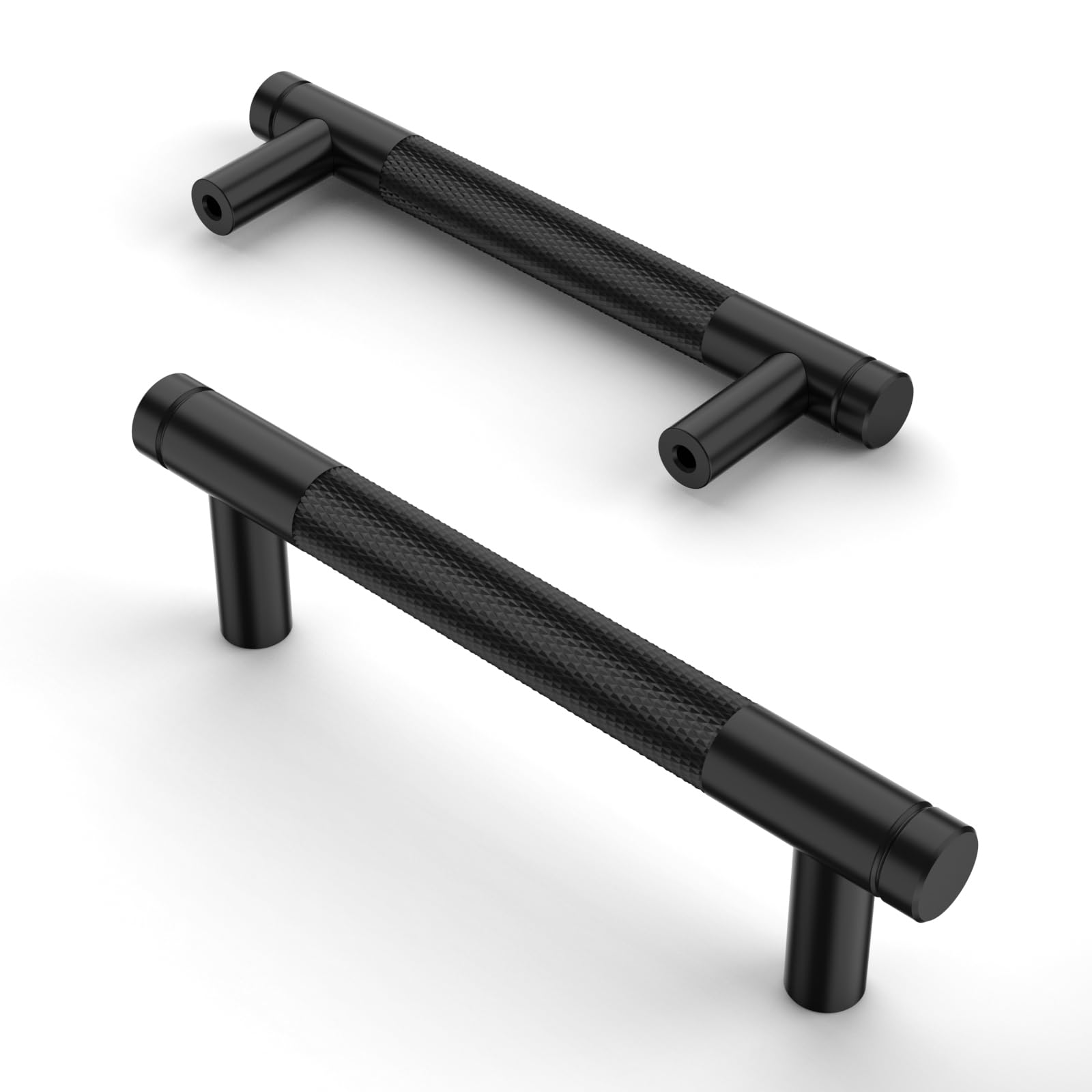 Asidrama 10 Pack 3 Inch(76mm) Matte Black and Champagne Bronze Cabinet Pulls Knurled Cabinet Handles Cupboard Handles Kitchen Cabinet Hardware for Cupboard Drawer Pulls