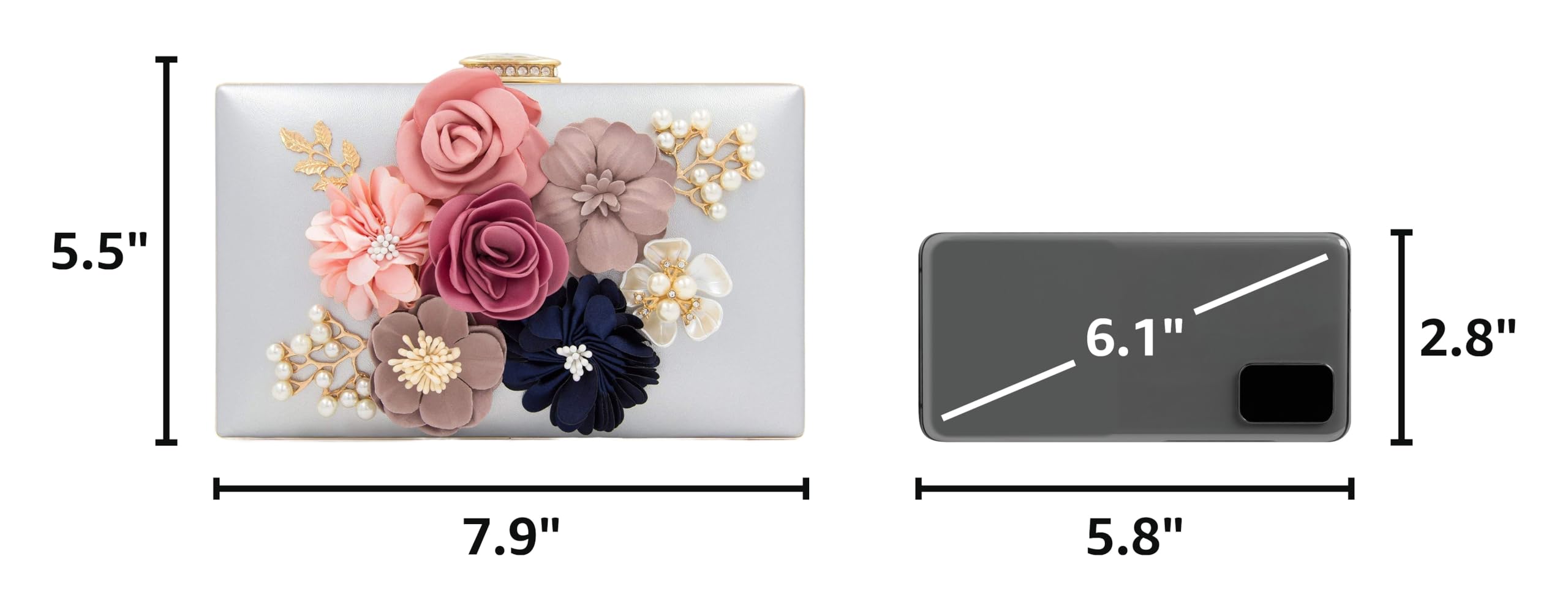 Evening Bag for Women, Flower Wedding Evening Clutch Purse Bride Floral Clutch Bag