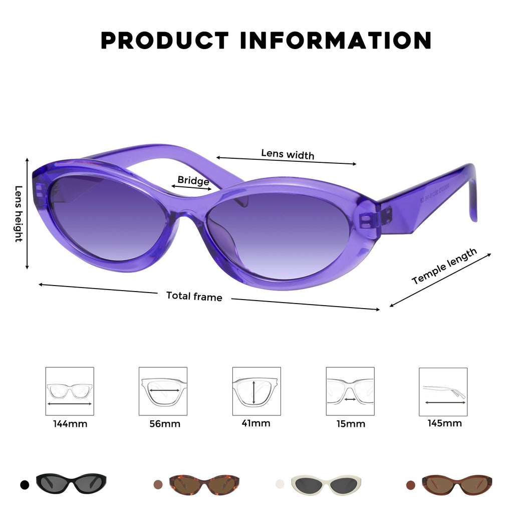 mosanana Oval Cat Eye Sunglasses for Women Retro Y2K Style MS52372
