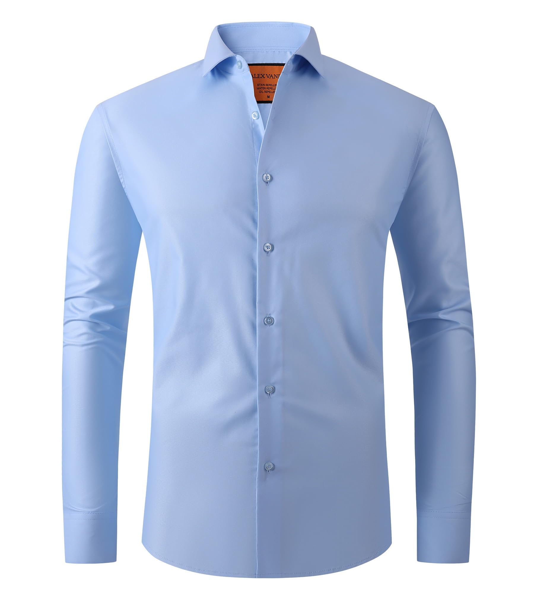 Alex Vando Mens Dress Shirt Wrinkle Free Regular Fit 4-Way Stretch Button Down Shirts