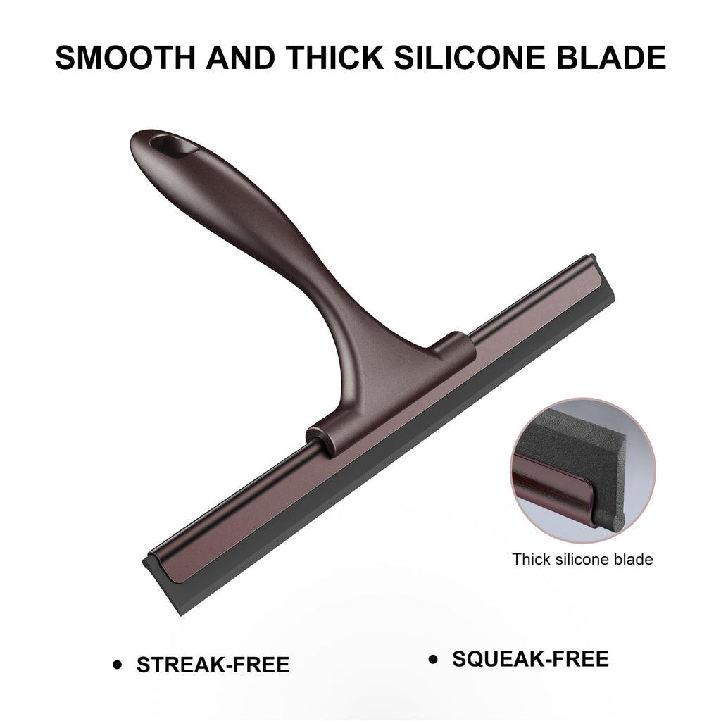 SetSail Squeegee for Shower Glass Door Stainless Steel Shower Squeegee for Glass Doors All-Purpose Window Squeegee for Tile Shower Walls, Sink, Mirror, Bathroom, Car Window Cleaning 10 Inches, Balck