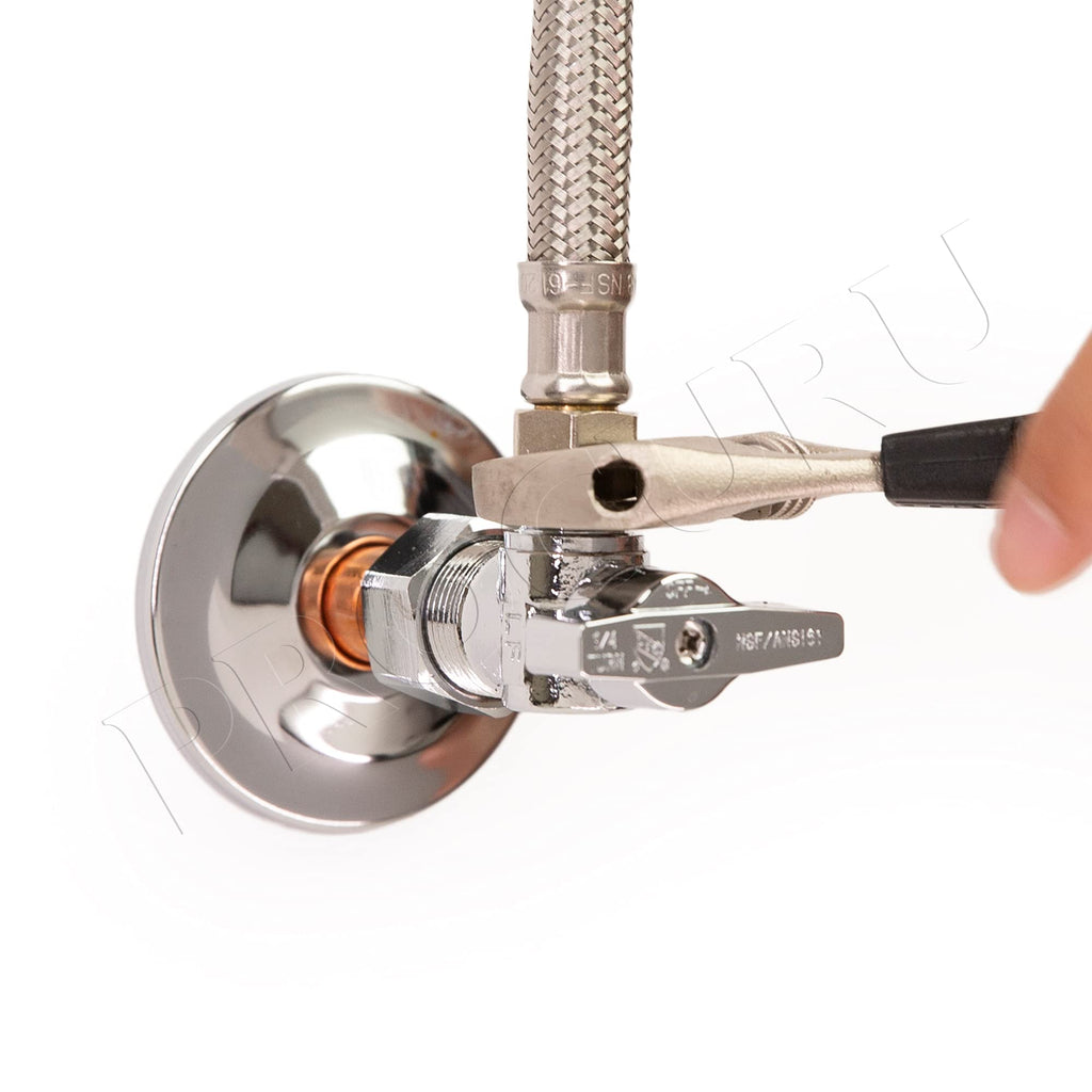 [2-Pack] PROCURU Heavy Duty Angle Stop Valve 1/2" Nom (5/8" OD) Comp x 3/8" OD Comp, 1/4-Turn Operation (PCAS12-2P)