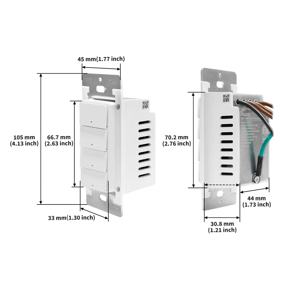 Aqara Smart Light Switch H2 (2-in-1 Neutral, 2 Buttons, 1 Channel), Thread/Zigbee Protocol, Wall Switch for Smart Home, Supports Apple Home, Google, Alexa, Matter Over Thread