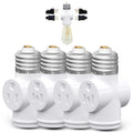 Light Socket Adapter, Convert E26 Light Socket to 3-Prong Outlet Adapter and Light Bulb Socket, 1 Pack(White)