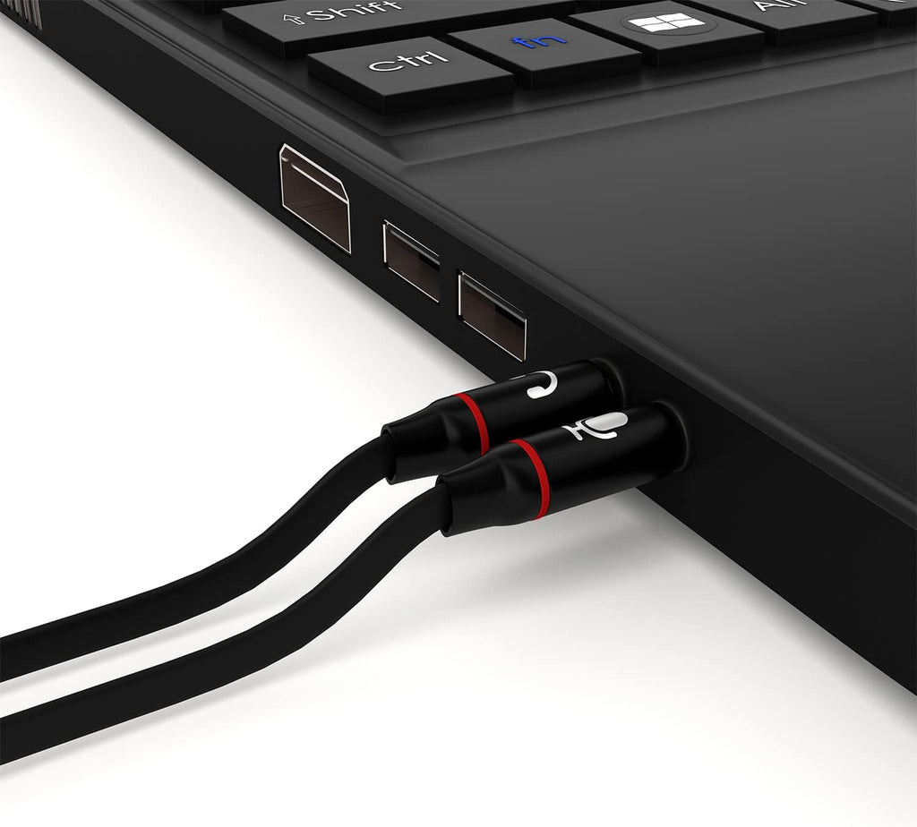 D & K Exclusives Headphone Splitter For Computer 3.5mm Female to 2 Dual 3.5mm Male Headphone Mic Audio Y Splitter Cable Smartphone Headset to PC Adapter