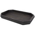 Hrastany Wood Rustic Serving Tray with Beads, Farmhouse Black Decorative Tray for Table Centerpiece, Christmas Wedding Halloween Home Decor
