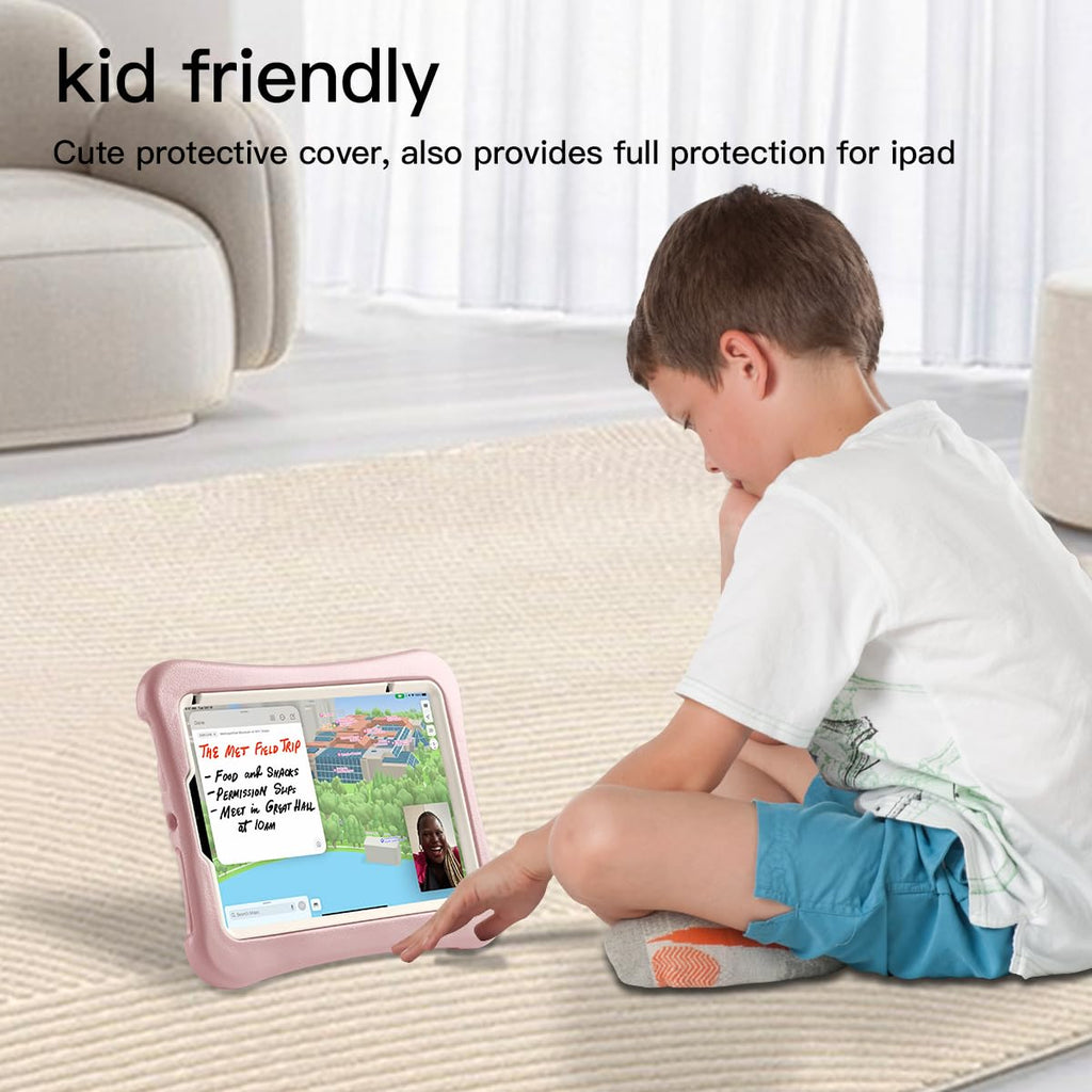 Kids Case for iPad mini 7 (A17 Pro) 2024 /iPad Mini6 2021, Light Weight Heavy Duty/Shockproof/Drop Proof with Handle/Kickstand, Child Friendly Cover for iPad mini 7th/6th Gen 8.3inch (red)