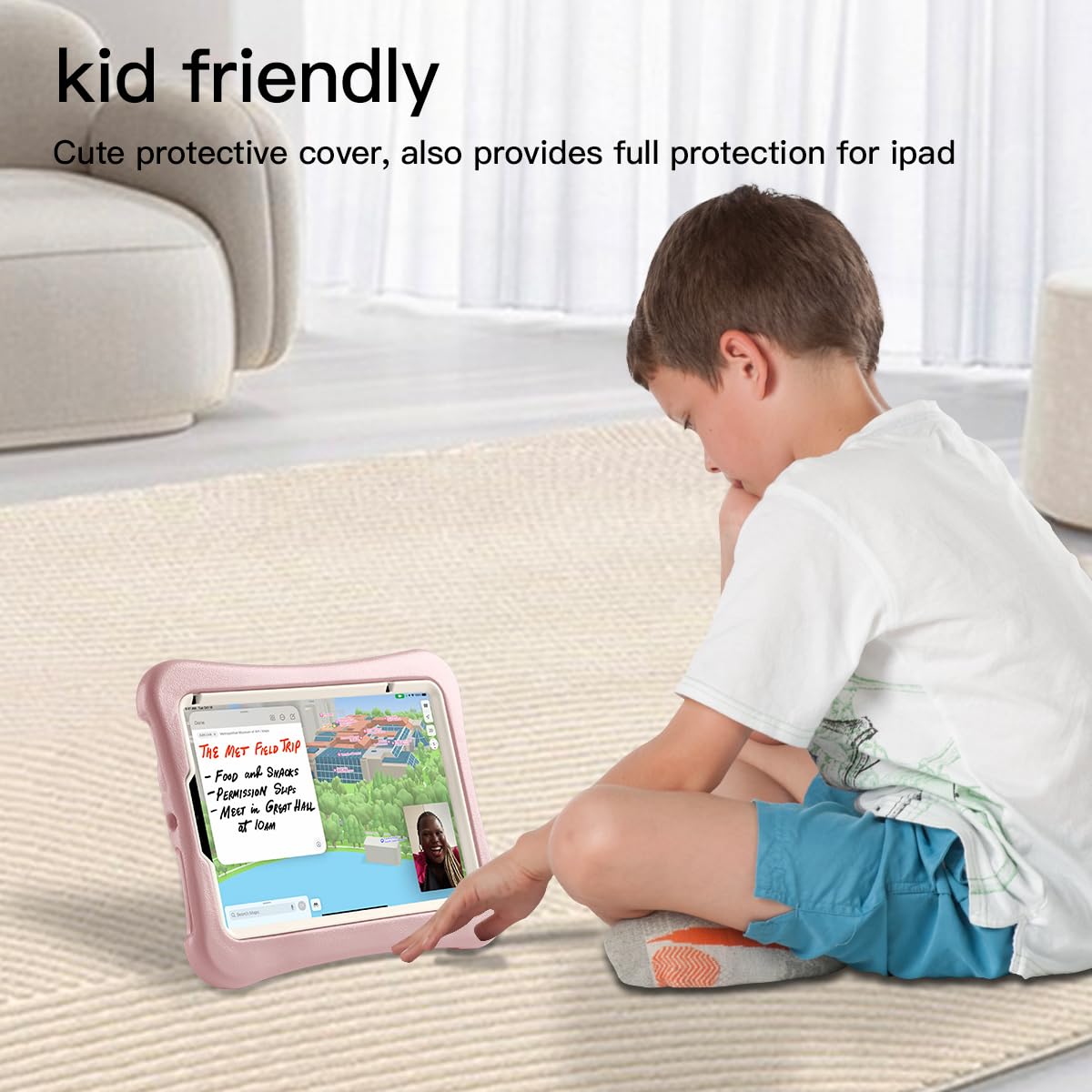 Kids Case for iPad mini 7 (A17 Pro) 2024 /iPad Mini6 2021, Light Weight Heavy Duty/Shockproof/Drop Proof with Handle/Kickstand, Child Friendly Cover for iPad mini 7th/6th Gen 8.3inch (red)