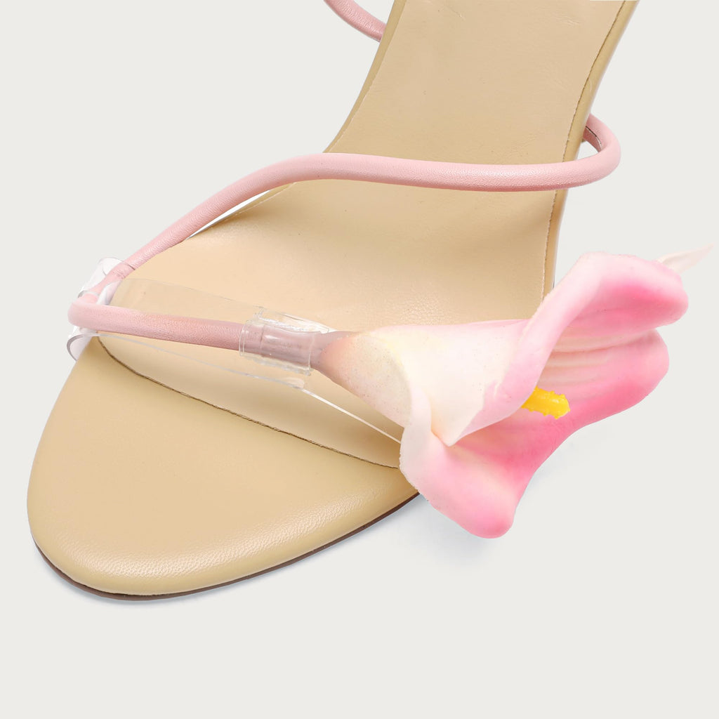 Flower High Heels for Women Calla Lily Open Toe Floral Stilettos Heels Sexy Strappy Wedding Birthday Dressy Heeled Sandals