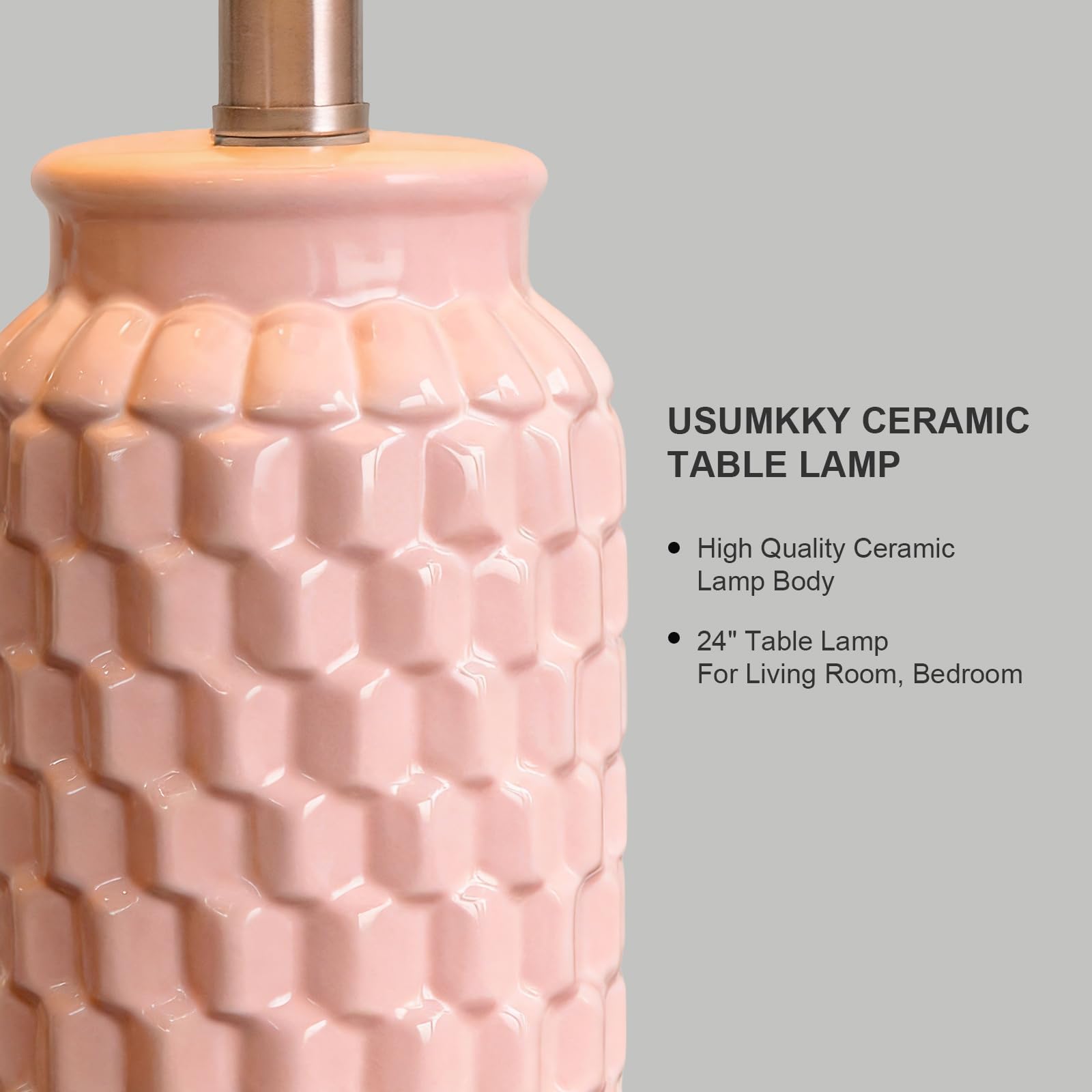 USumkky 20.5" Gold Modern Ceramic Bedside Lamp Set of 2 for Bedroom Decor Farmhouse Table Lamp for Living Room Office Dorm