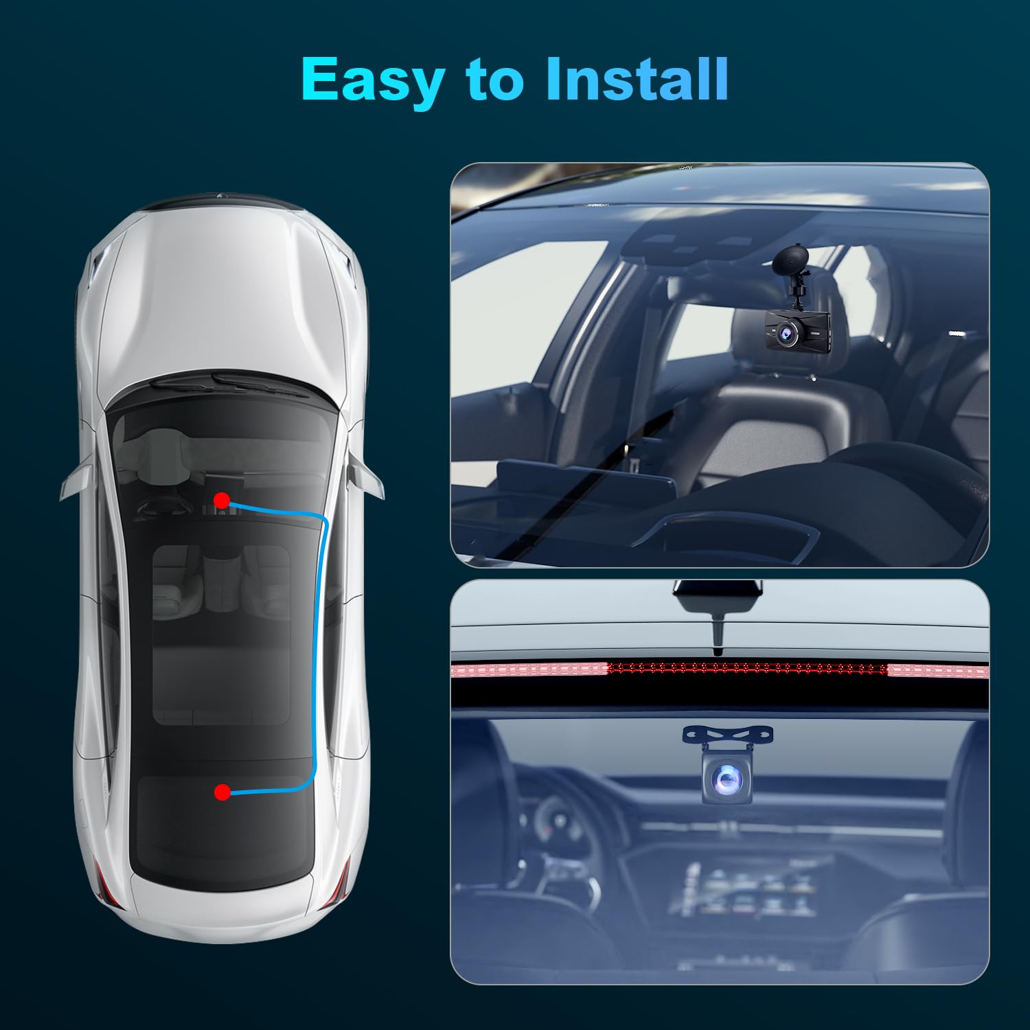 BOOGIIO Dash Cam Front and Rear with 64GB SD Card, 4K Dash Camera for Cars with APP, 5G WiFi Car Camera, Built-in G-Sensor, 170° Wide Angle, Night Vision, 24H Parking Mode,Loop Recording,3" IPS Screen