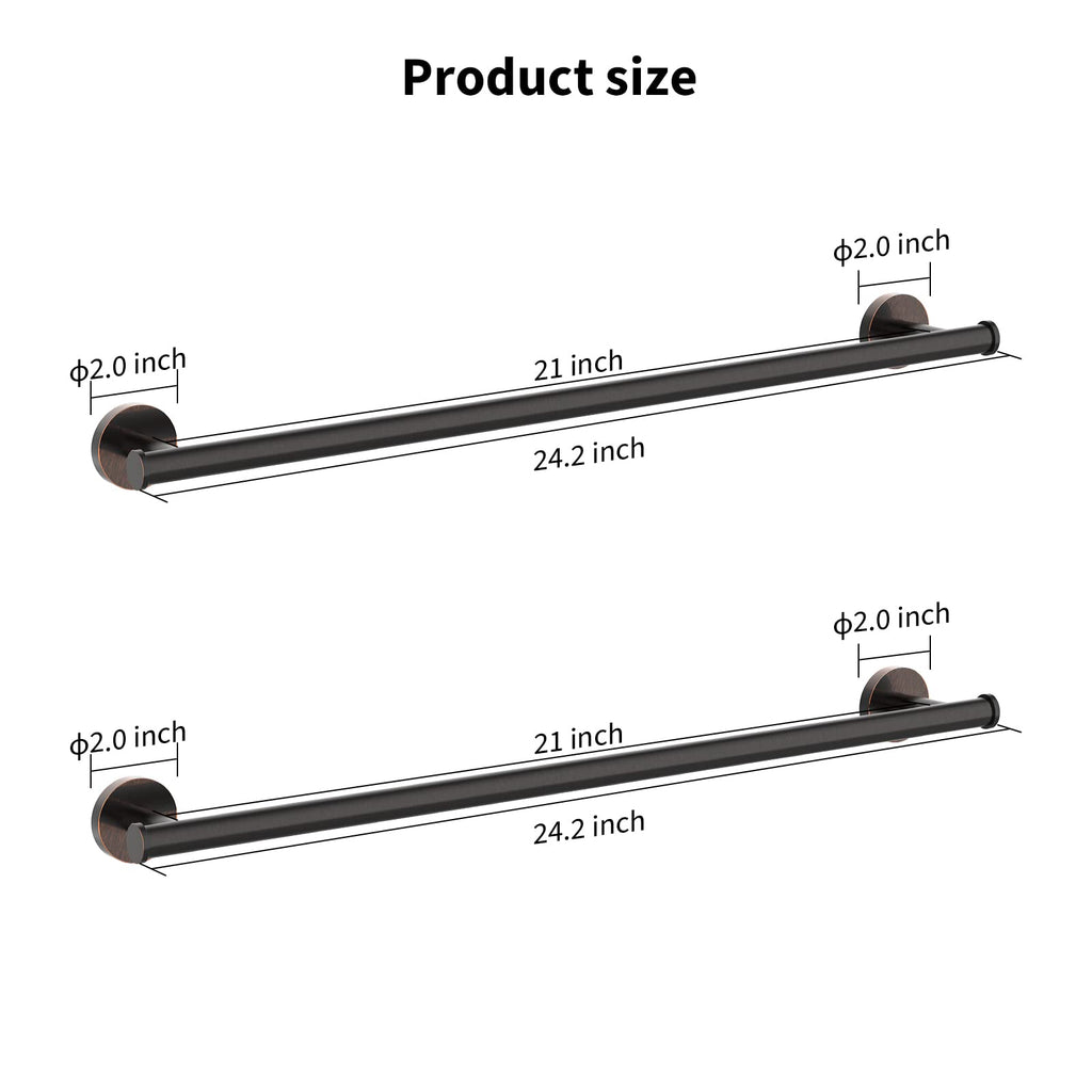 Cilee 2 Pieces Matte Black Bathroom Towel Bar, 24 Inch Double Towel Racks,Bathroom Towel Holder Towel Hanger for Bathroom Stainless Steel Wall Mount