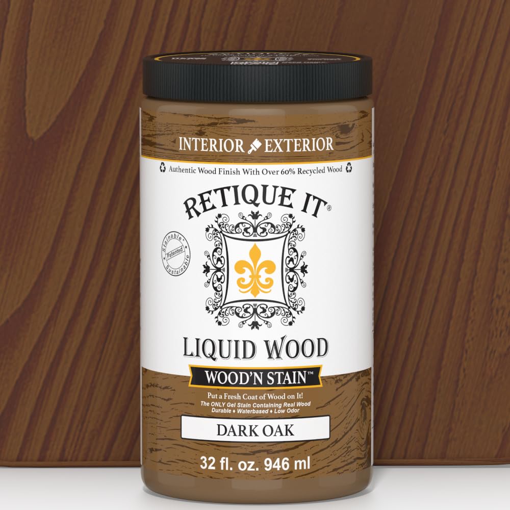 Retique It Wood'n Stain - Liquid Wood Gel Stain Interior/Exterior (08 oz (Half-Pint), 35 Dark Oak)