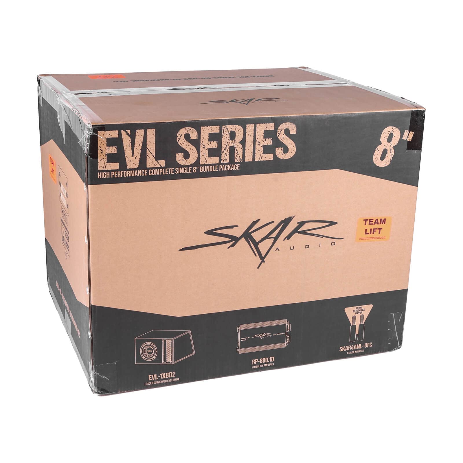 Skar Audio Single 8" Complete 1,200 Watt EVL Series Subwoofer Bass Package - Includes Loaded Enclosure with Amplifier