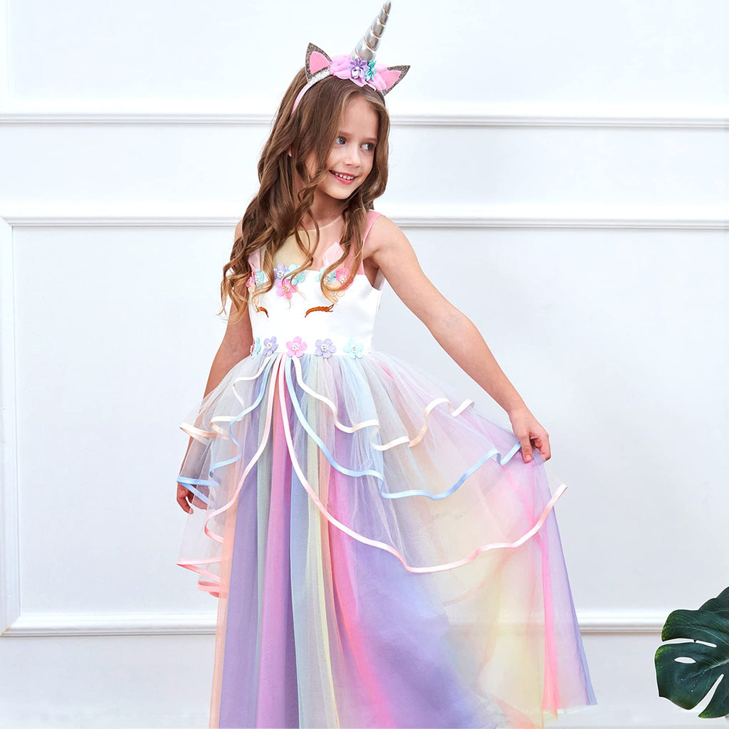 Unicorn Princess Dress Up Clothes for Little Girls – Costume, Jewelry and Headband