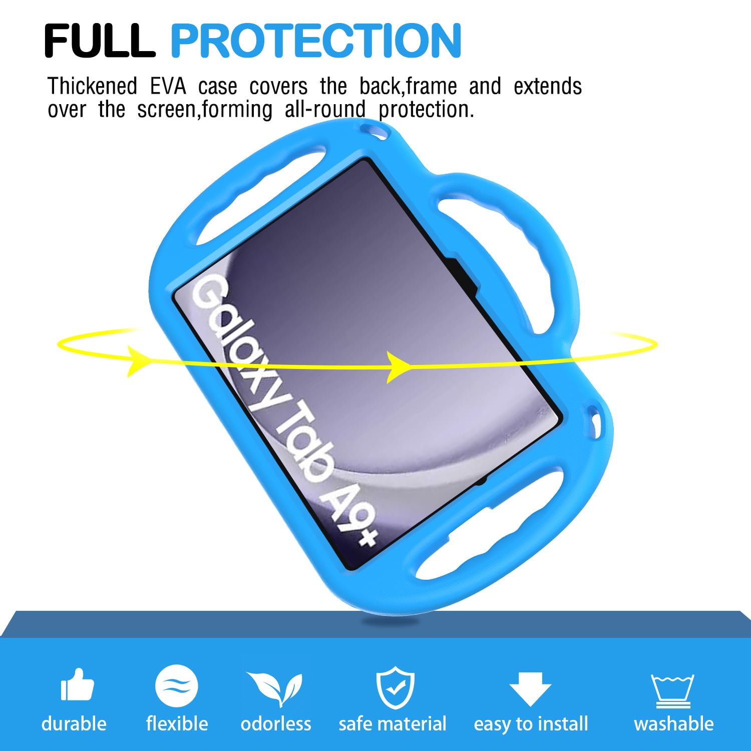 AVAWO Kids Case for Samsung Galaxy Tab A11+ Plus/A9+ Plus 11 Inch Case, with Strap, Shockproof Lightweight Handle Stand 2025/2023 Model with Lanyard, Black