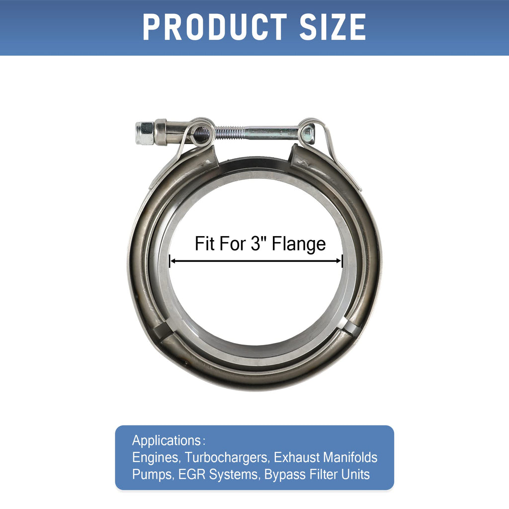 2.25" V-Band Flange Clamp Kit With Ridge Stainless Steel Replacement For Exhaust Downpipe 2.25 Inch
