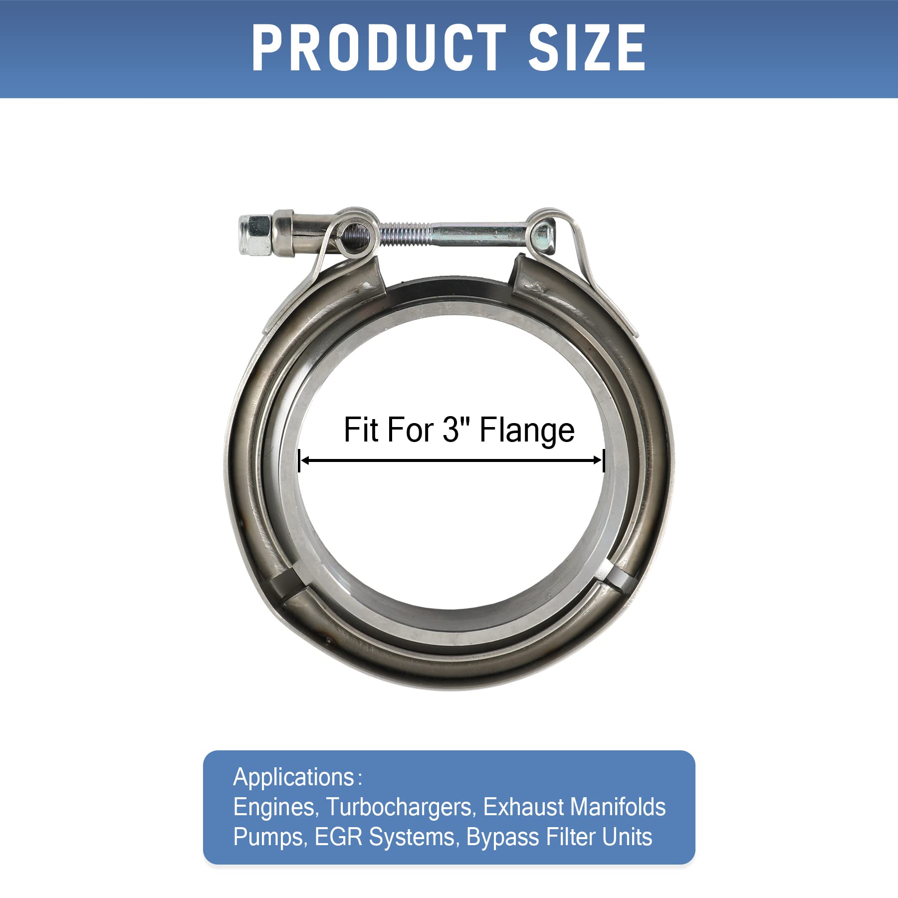 2.25" V-Band Flange Clamp Kit With Ridge Stainless Steel Replacement For Exhaust Downpipe 2.25 Inch