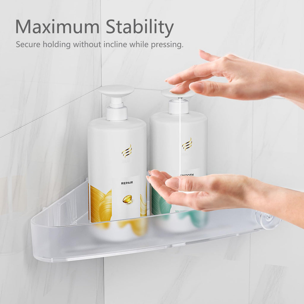 Sotfamily Plastic Shower Caddy Corner (for 90° Only), 2 Pack Adhesive Corner Shower Shelves for Bathroom Organizers and Storage, Black