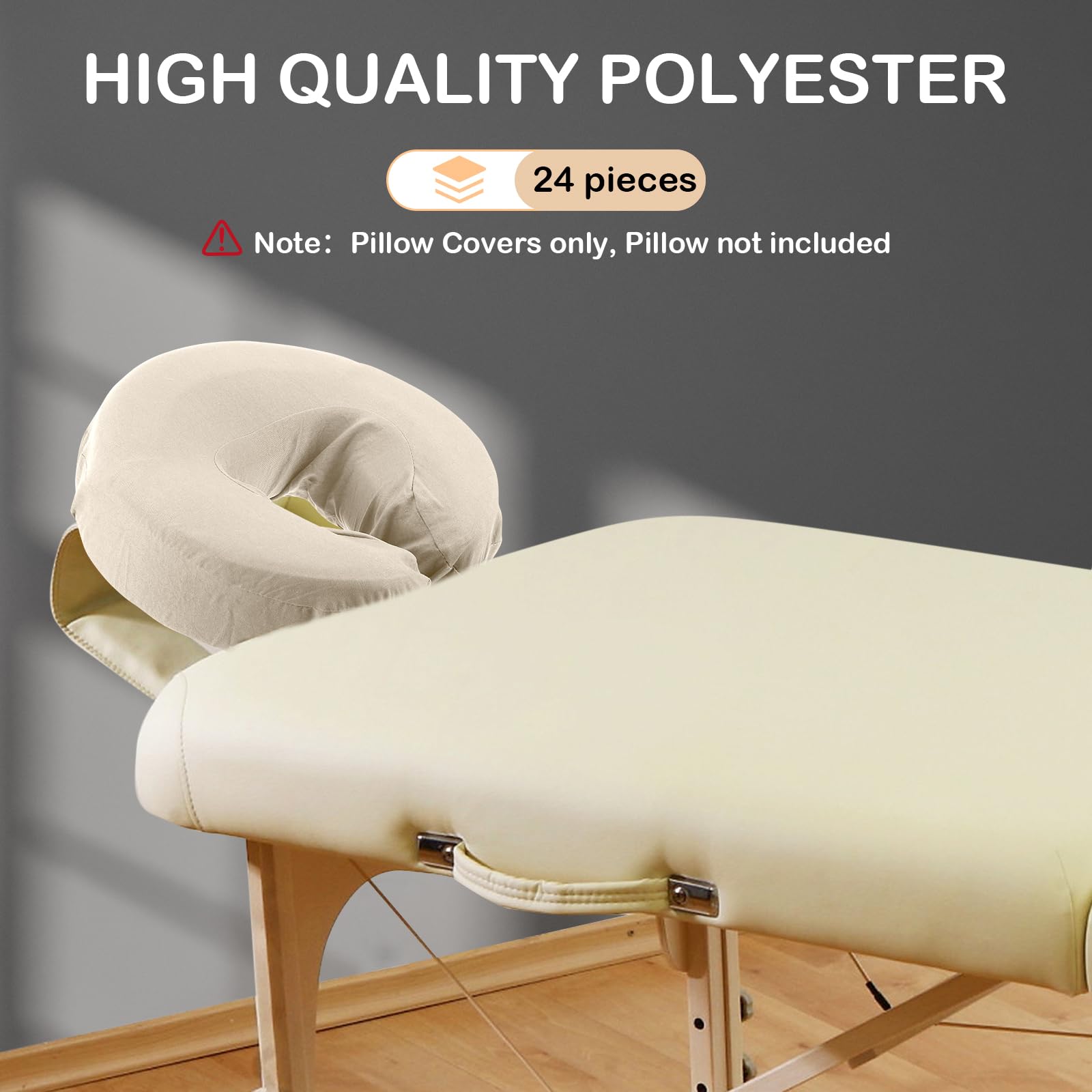 Macarrie 24 Pcs Face Cradle Covers for Massage Table Microfiber Reusable Soft Thicker Massage Table Headrest Covers Bulk Oil Proof Cradle Head Rest Sheets for Spa Beauty Salons(Beige)