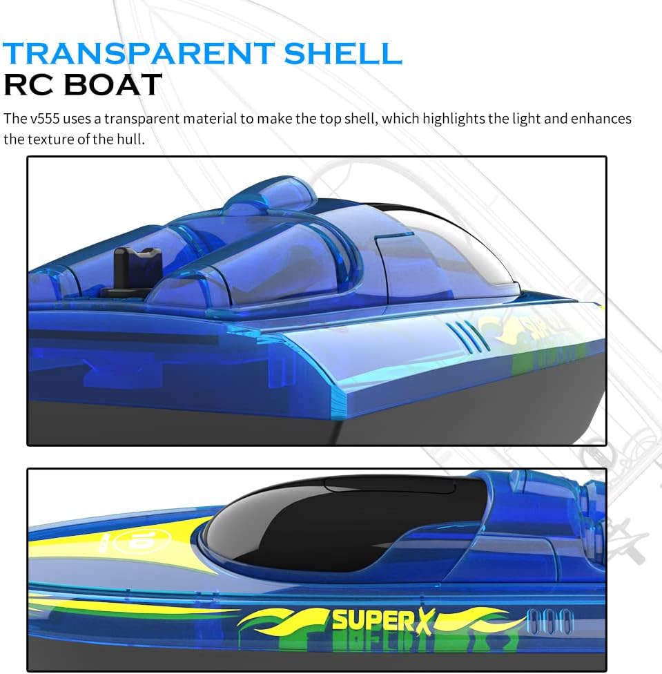 Akargol RC Boat with LED - Remote Control Boat for Pools and Lakes 2.4 GHZ RC Boats with 2 Rechargeable Battery Whole Body Waterproof, Low Battery Alarm, Water Play Toy Gift for Boys&Girls