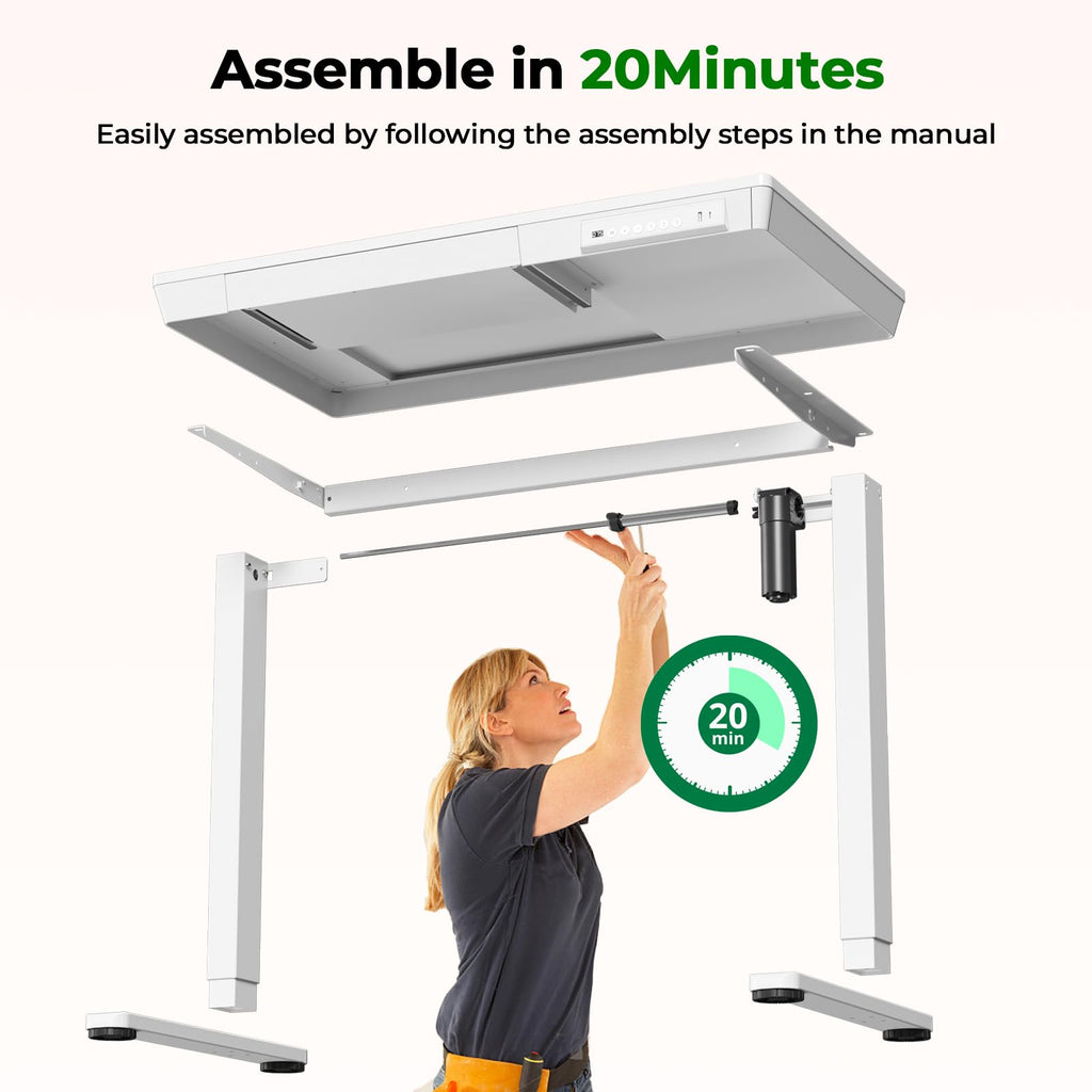 Glass Electric Standing Desk with Drawer, 35" x 20" Whole Piece Tabletop Samll Sit Stand Table, Height Adjustable Workstation with Storage & USB Ports, Quick Install Home Office Desk