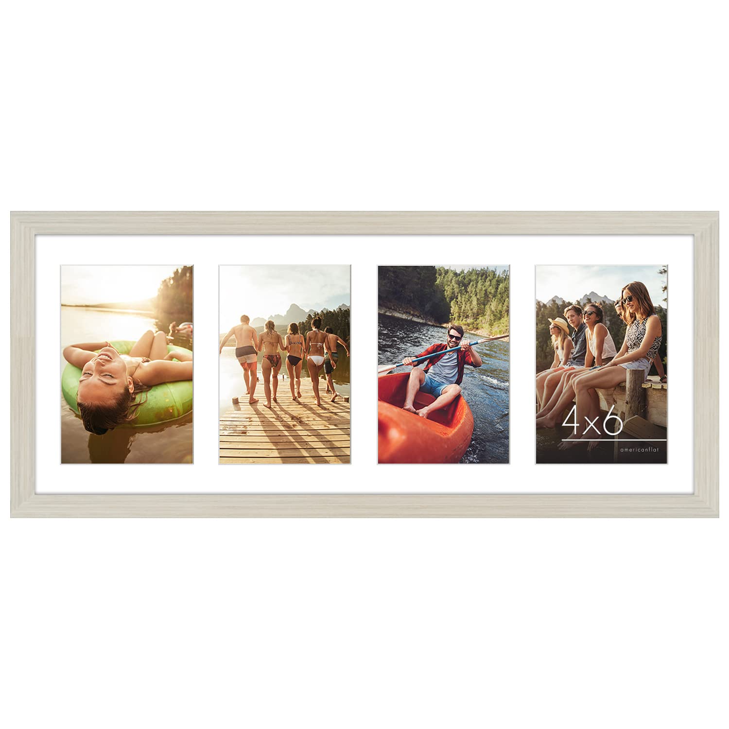 Americanflat 4x6 Double Picture Frame with Shatter-Resistant Glass - Fits Two 4x6 Photos or use as One 6x14 Frame - Signature Collection - Collage Frames for Tabletop and Wall Display - Black