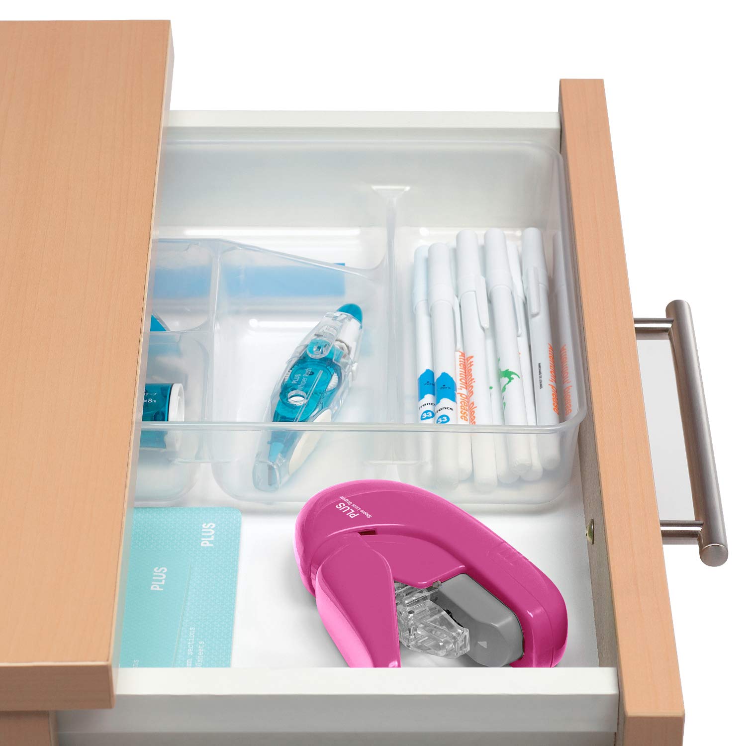 Plus Paper Clinch Compact Staple-Free Stapler, Blue Turquoise