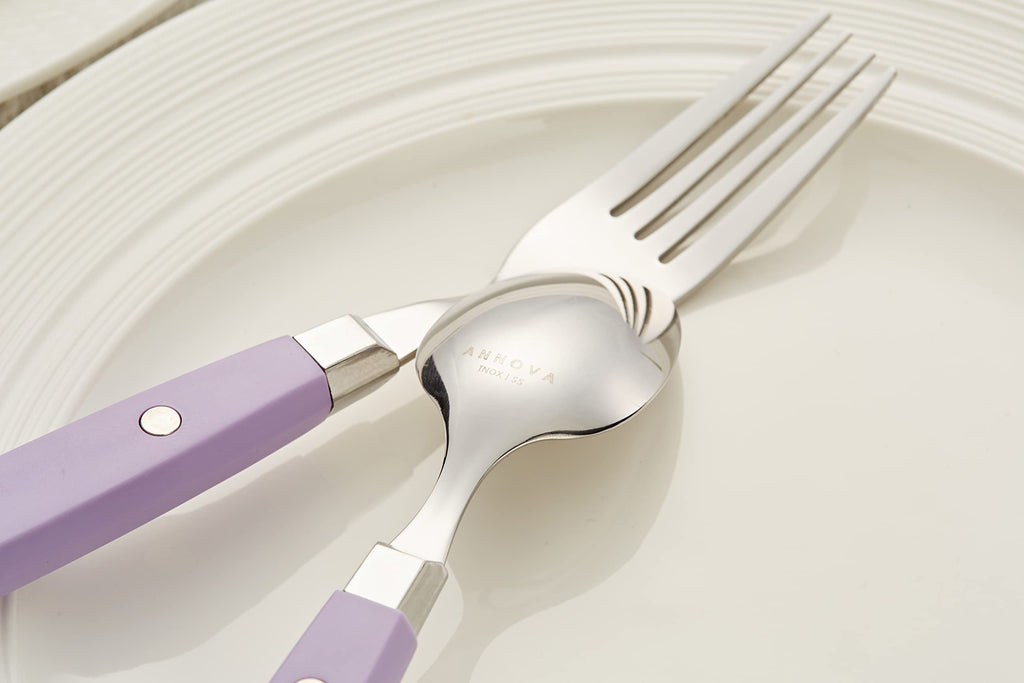 ANNOVA Silverware Set, Retro/Rivet Colorful Stainless Steel Tableware Kitchen Flatware Set Utensils, Includes Dinner Knives, Forks, Spoons, Salad Forks & Dessert Spoons (Brown, 20 Pieces)