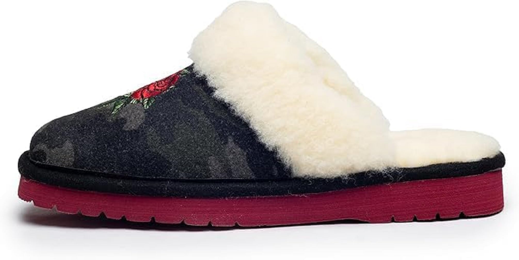 ARIAT Women's Jackie Square Toe Warm Soft Genuine Suede Leather Indoor Outdoor Slippers with Plush Collar