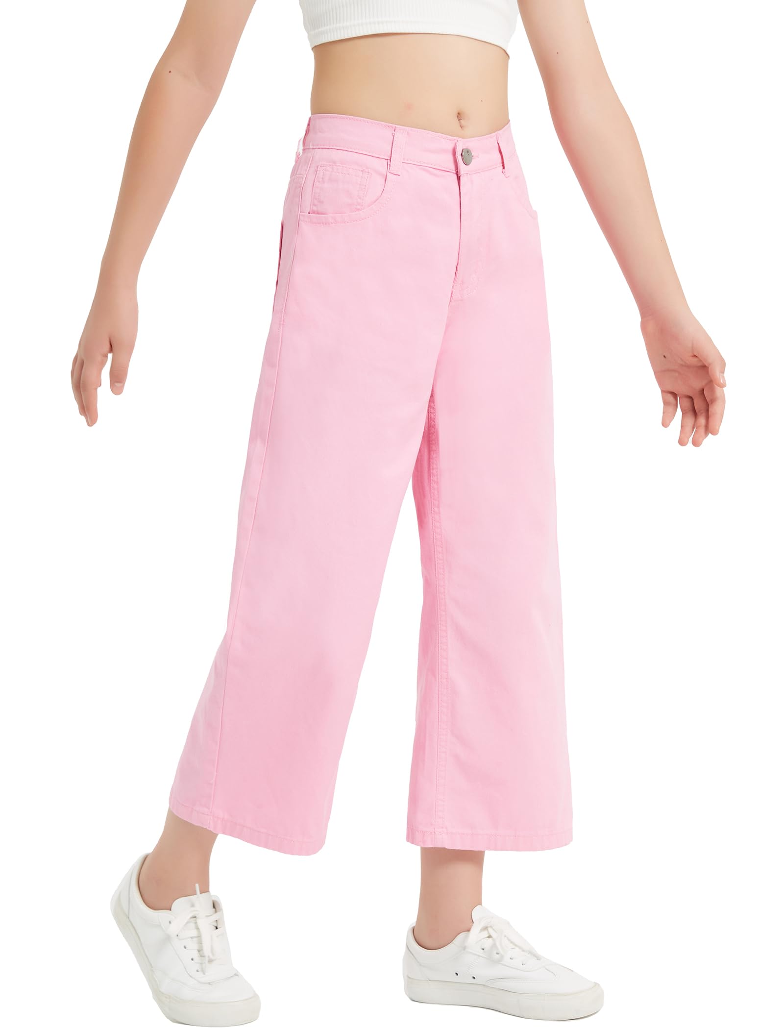 EXARUS Girls Jeans Baggy Wide Leg Cute Teen Tween Long Denim Pants Clothes Tall Junior Elastic Band Pockets